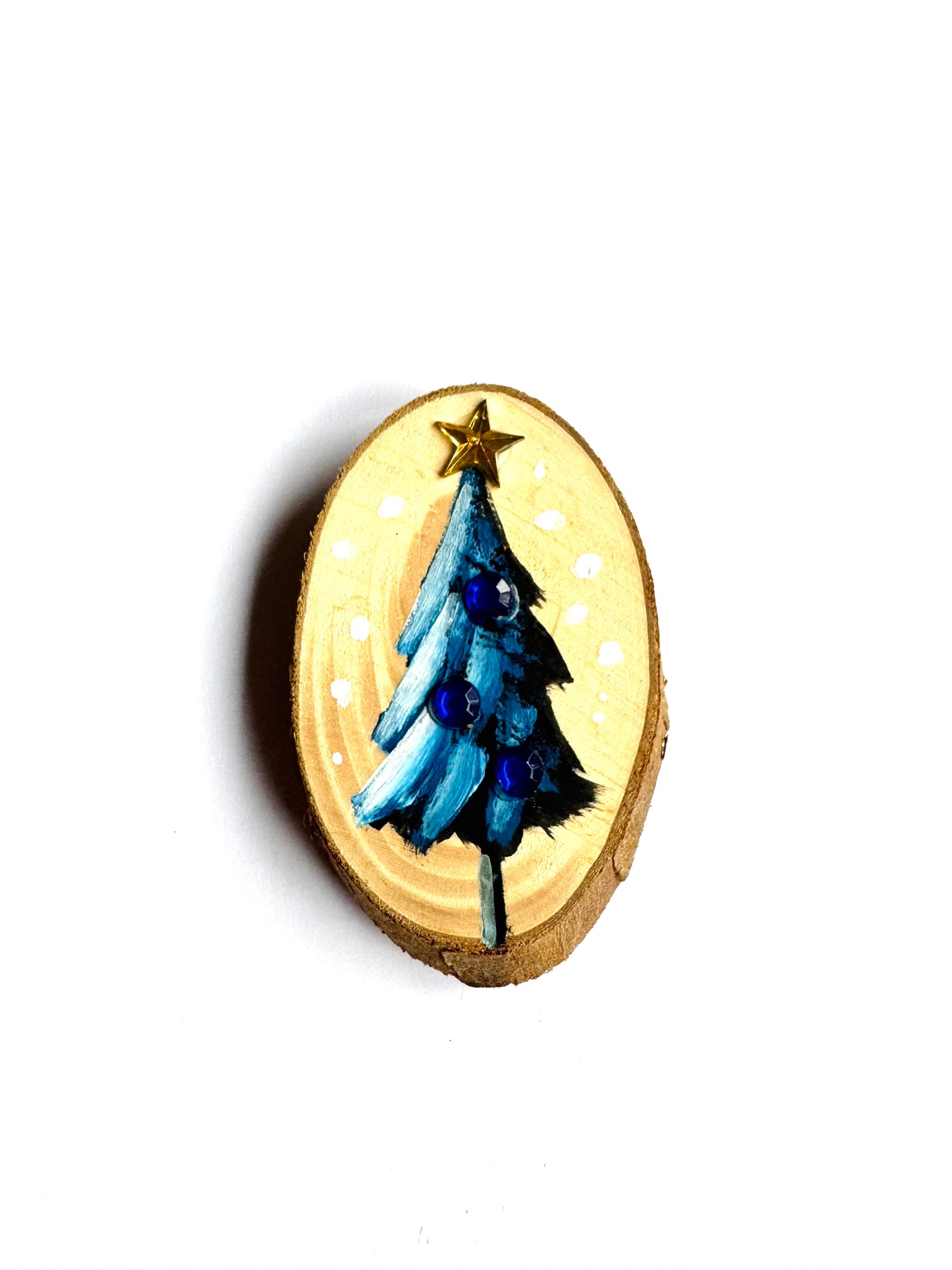 Hand-painted small Christmas tree MAGNET / Kézzel festett kicsi karácsonyfa fakorong MÁGNES