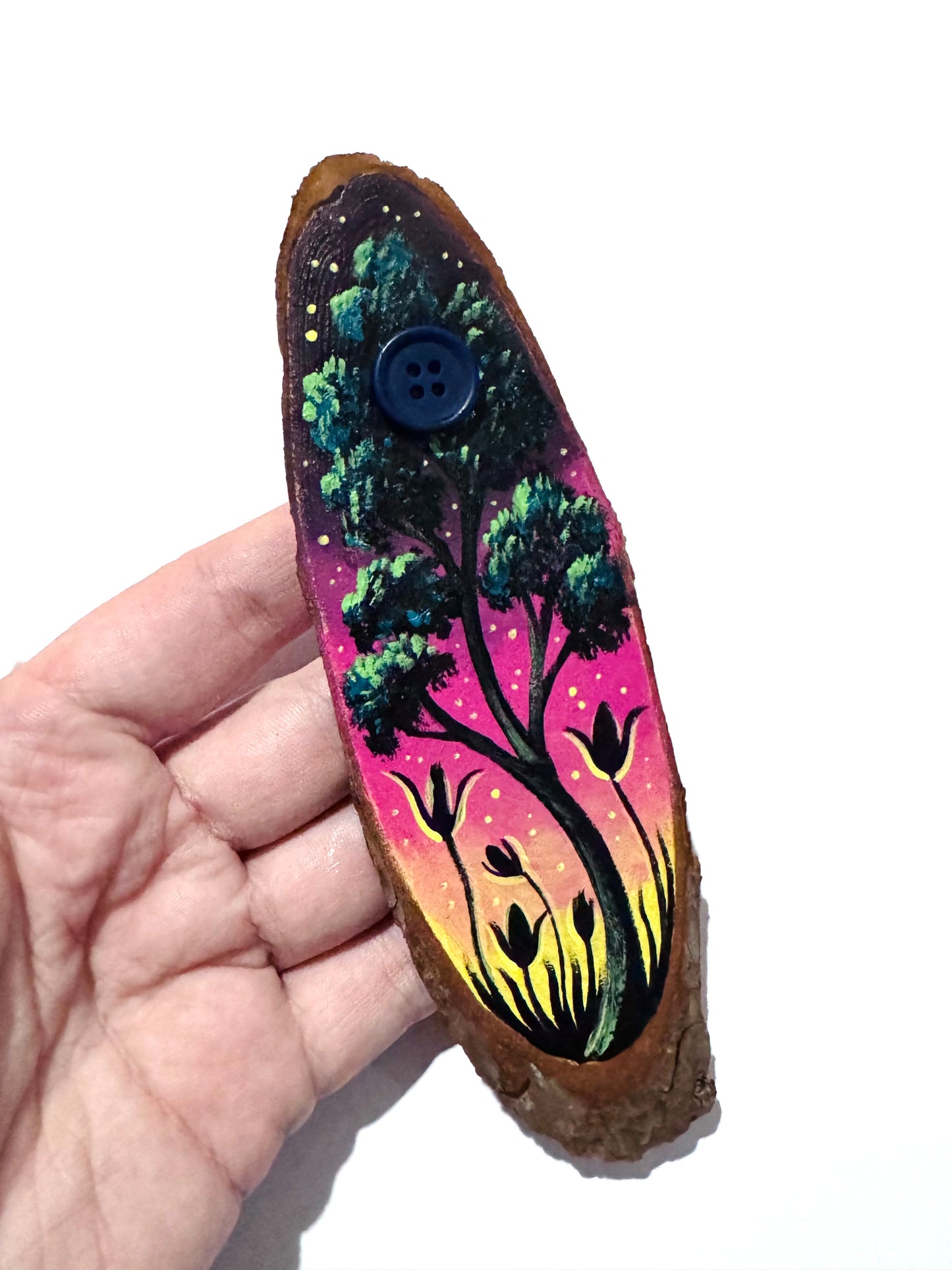 Hand-painted mini wood slice MAGNET / Kézzel festett mini fakorong mágnes