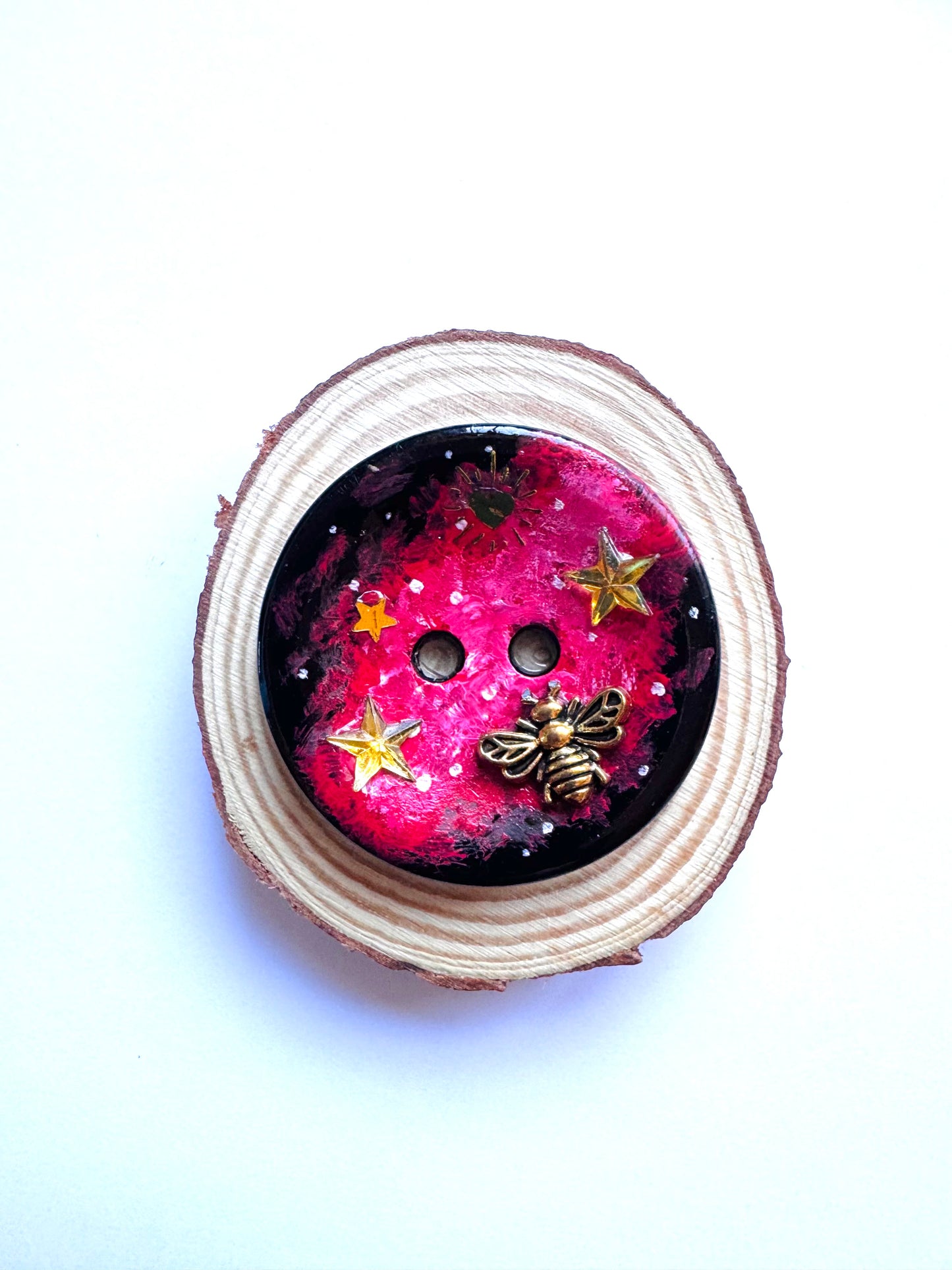 Hand-painted mini wood & button MAGNET / Kézzel festett mini fakorong & gomb MÁGNES
