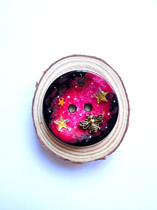 Hand-painted mini wood & button MAGNET / Kézzel festett mini fakorong & gomb MÁGNES