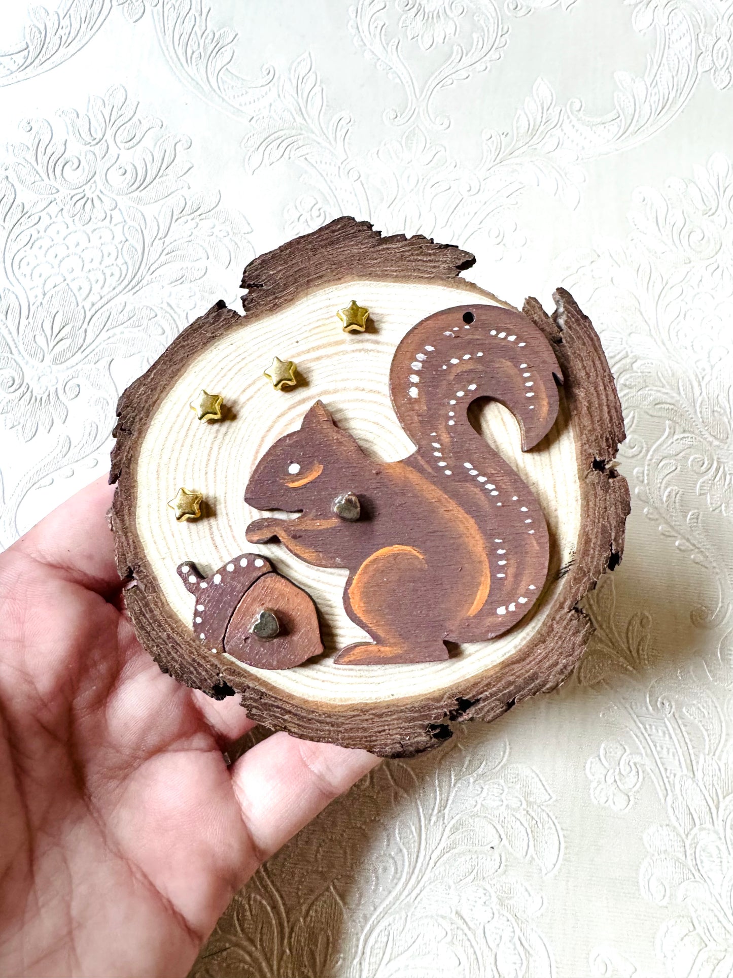 Hand-painted mini wood slice MAGNET / Kézzel festett mini fakorong mágnes
