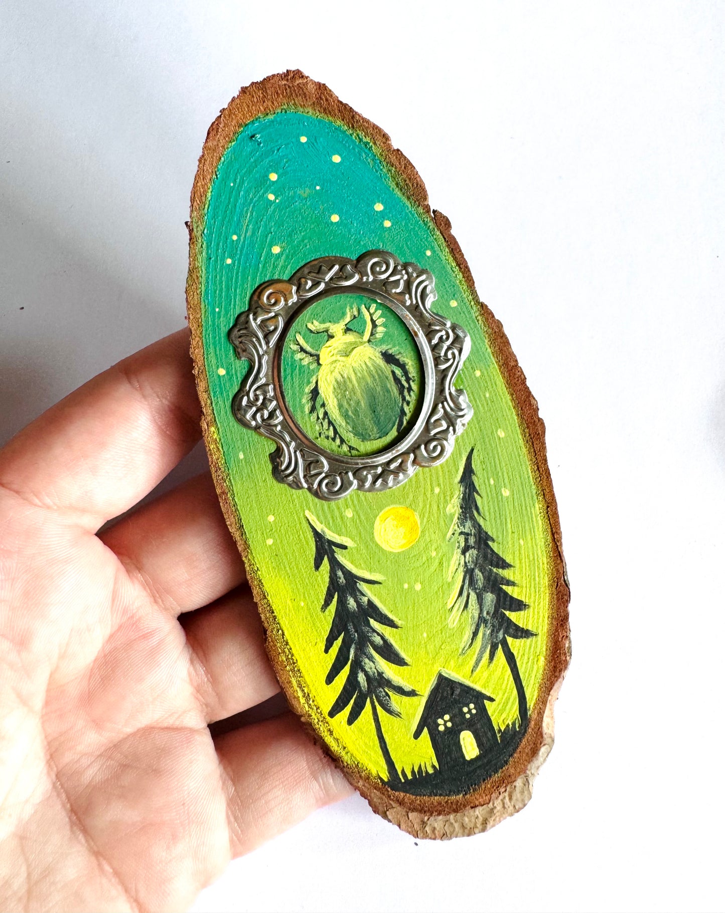 Hand-painted mini wood slice MAGNET / Kézzel festett mini fakorong mágnes