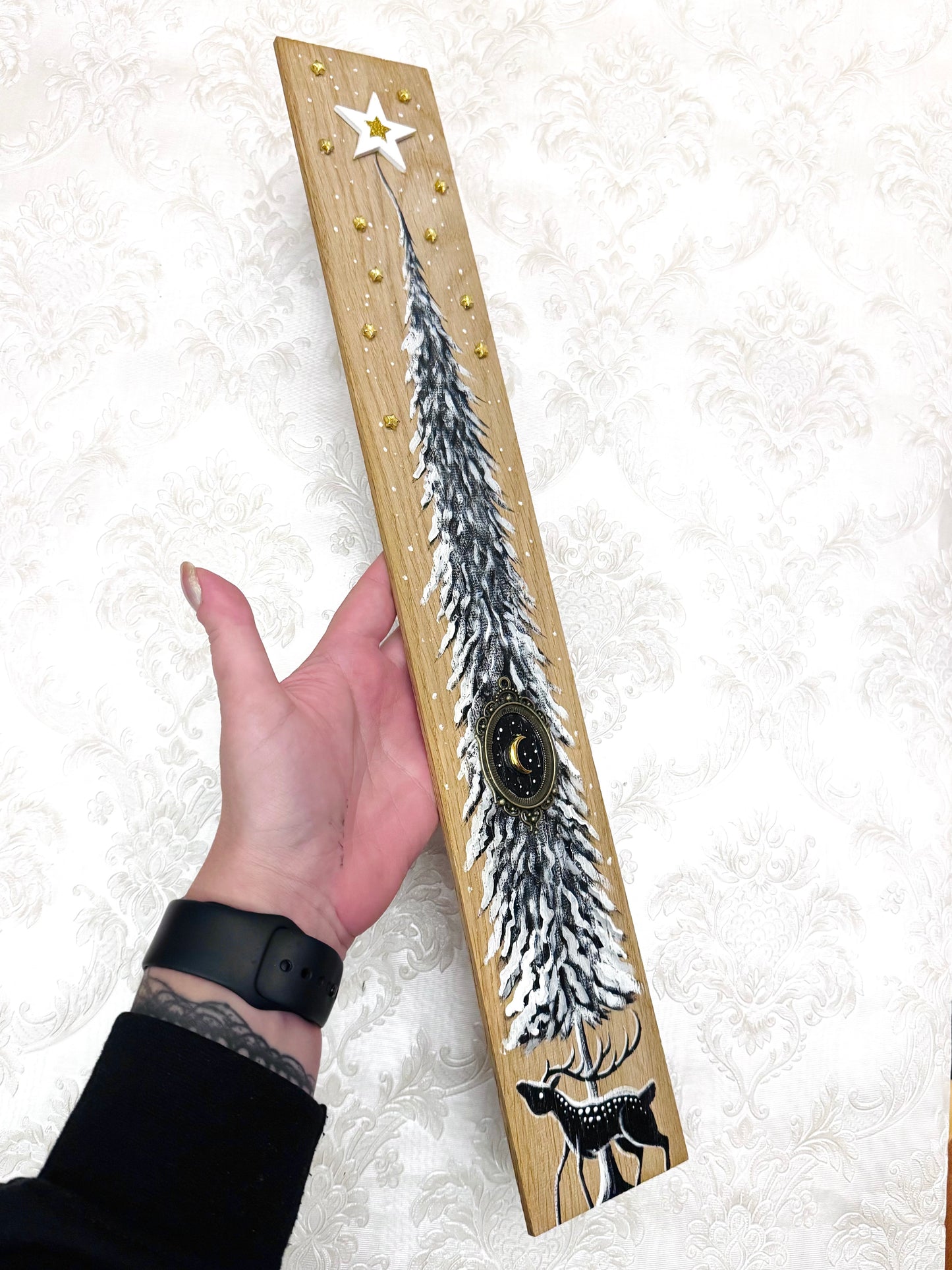 Parkettaléc-festmény NAGYOBB / Painting on wooden parquette strip, LARGER SIZE