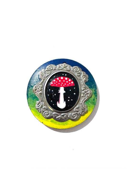 Hand-painted mini wood & steel round MAGNET / Kézzel festett mini fa & fém kerek MÁGNES