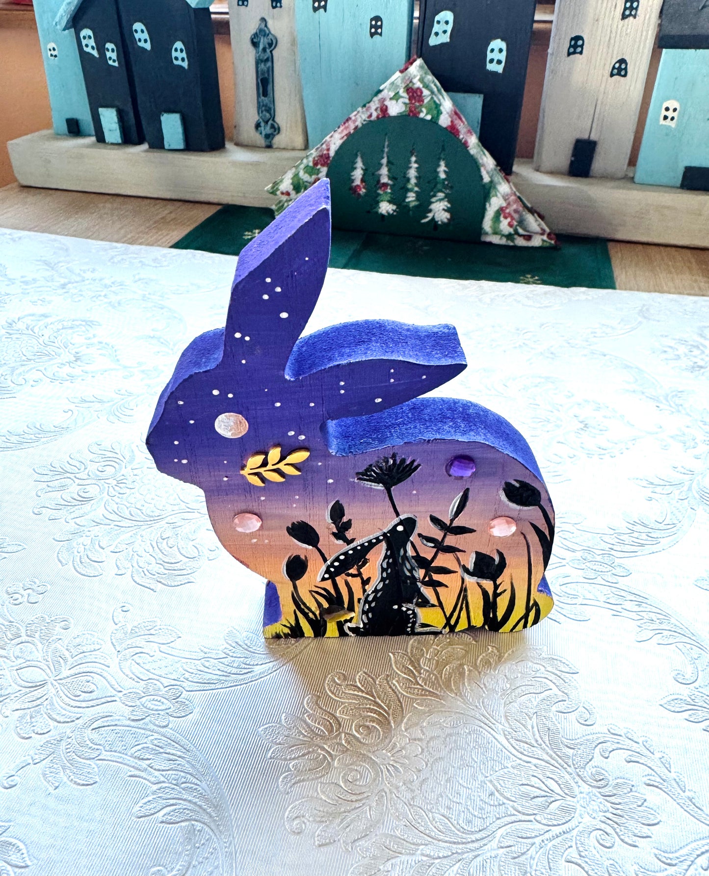 Springdecor rabbit wooden figurine / Tavaszi nyuszi álló fafigura