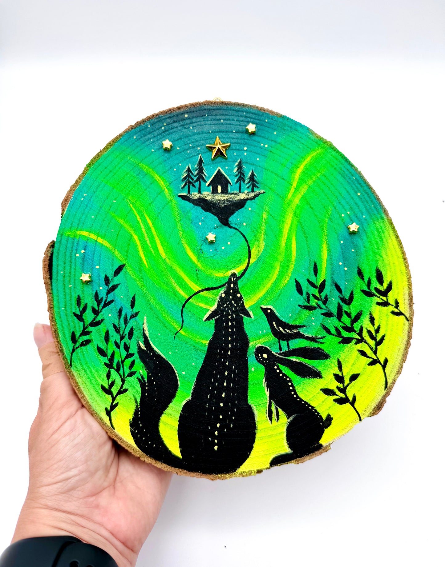 MEDIUM round hand-painted wood slice / Közepes méretű kerek kézzel festett fakorong