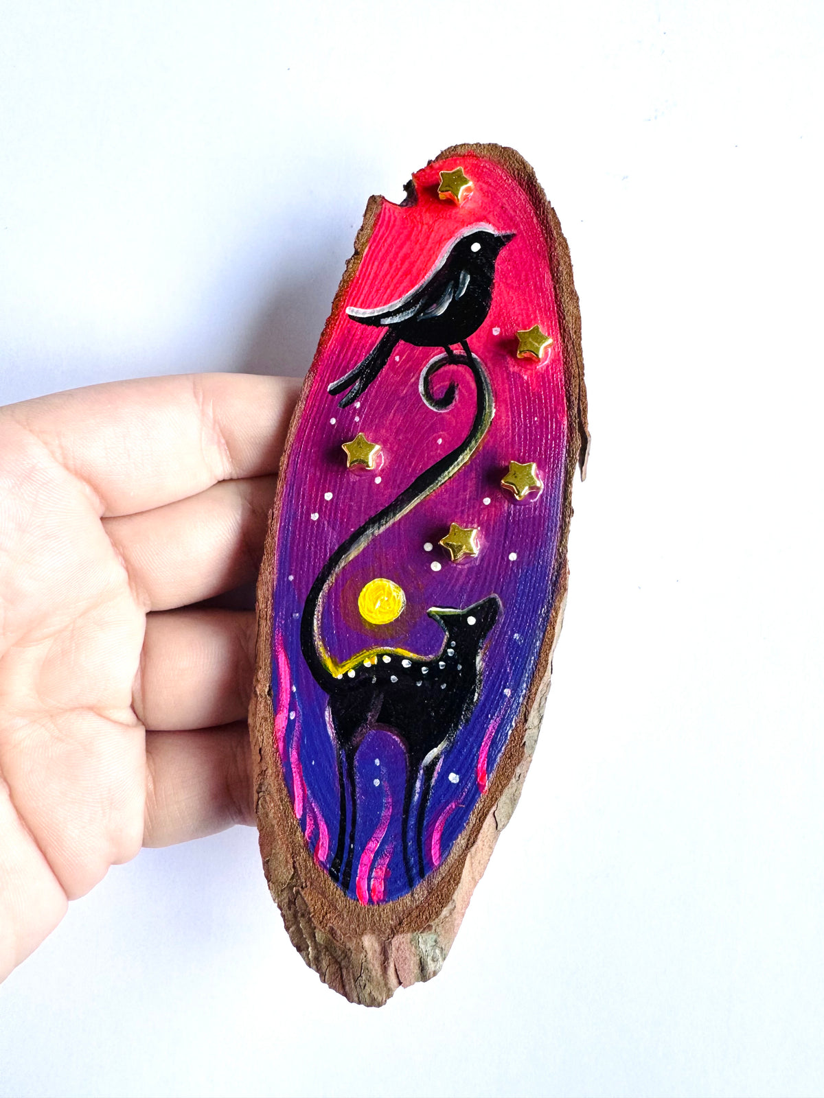 Hand-painted mini wood slice MAGNET / Kézzel festett mini fakorong mágnes