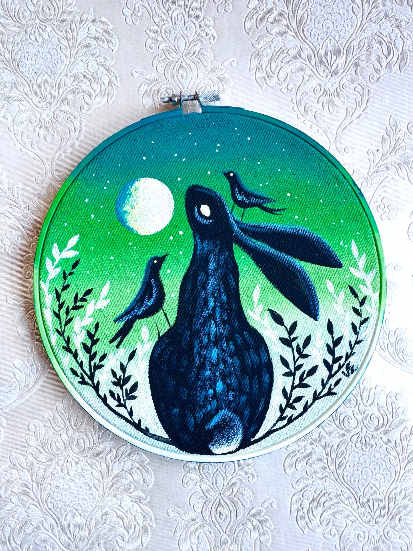 Original acrylic painting on upcycled denim / Eredeti akrilfestmény farmerre