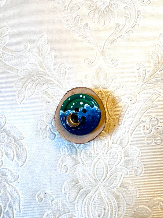 Hand-painted mini wood & button MAGNET / Kézzel festett mini fakorong & gomb MÁGNES