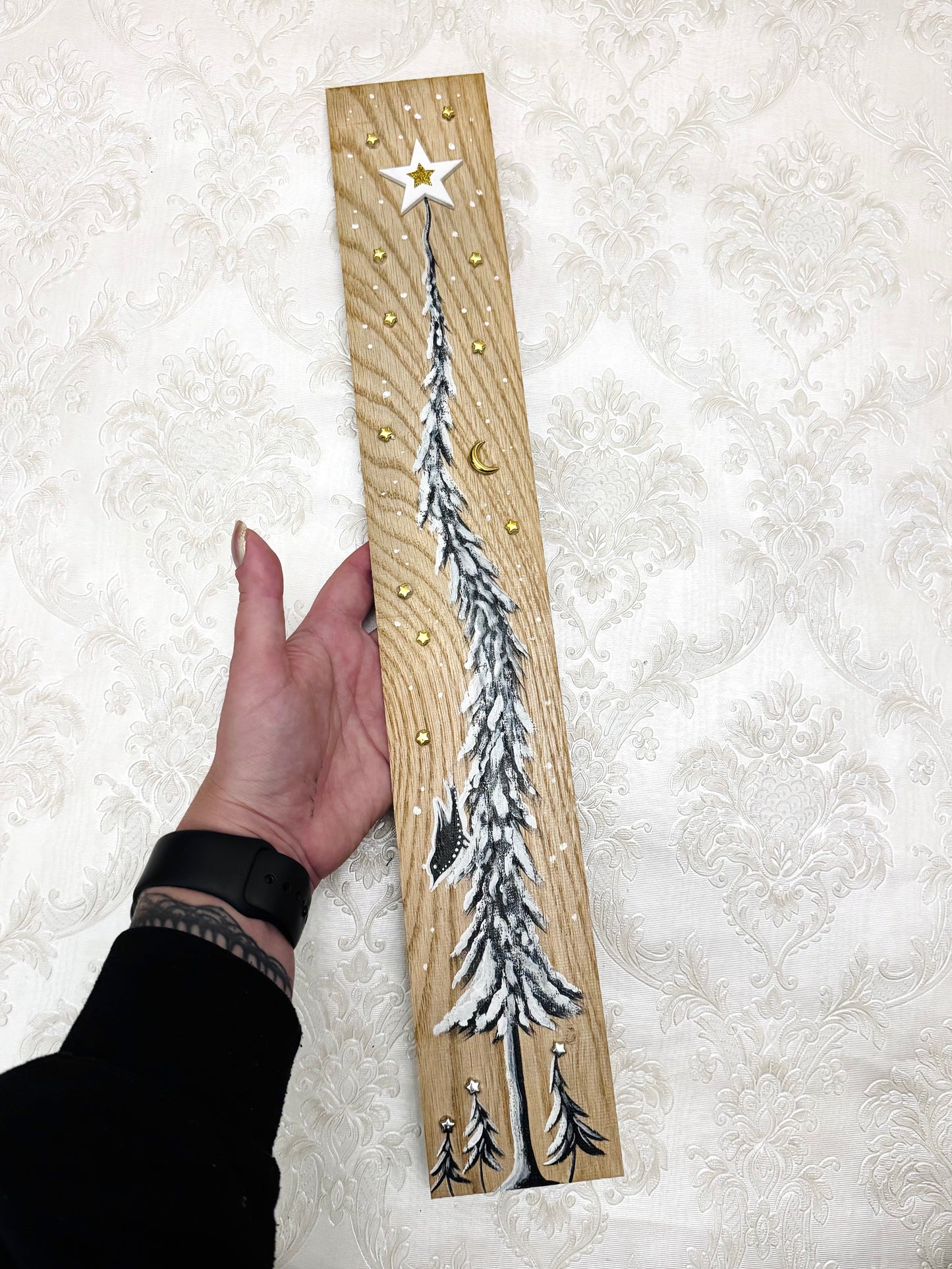 Parkettaléc-festmény NAGYOBB / Painting on wooden parquette strip, LARGER SIZE