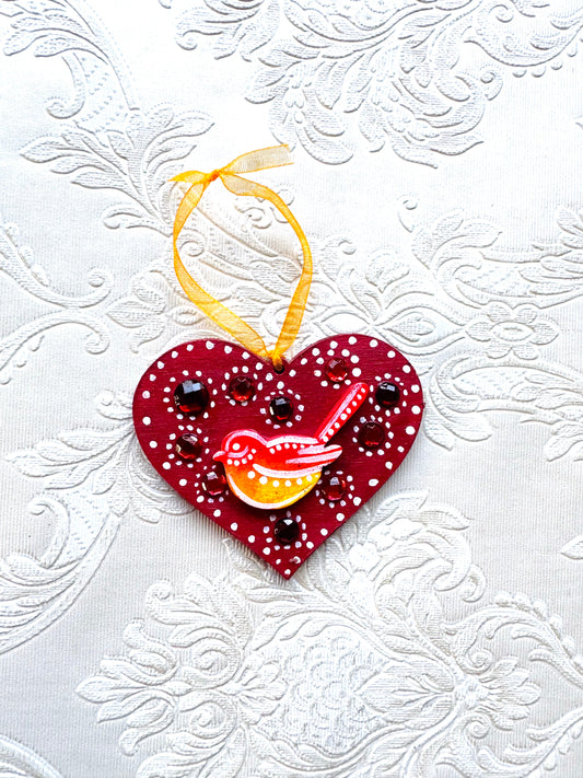 Hand-painted Christmas heart ornament / Kézzel festett karácsonyi szívecske dísz