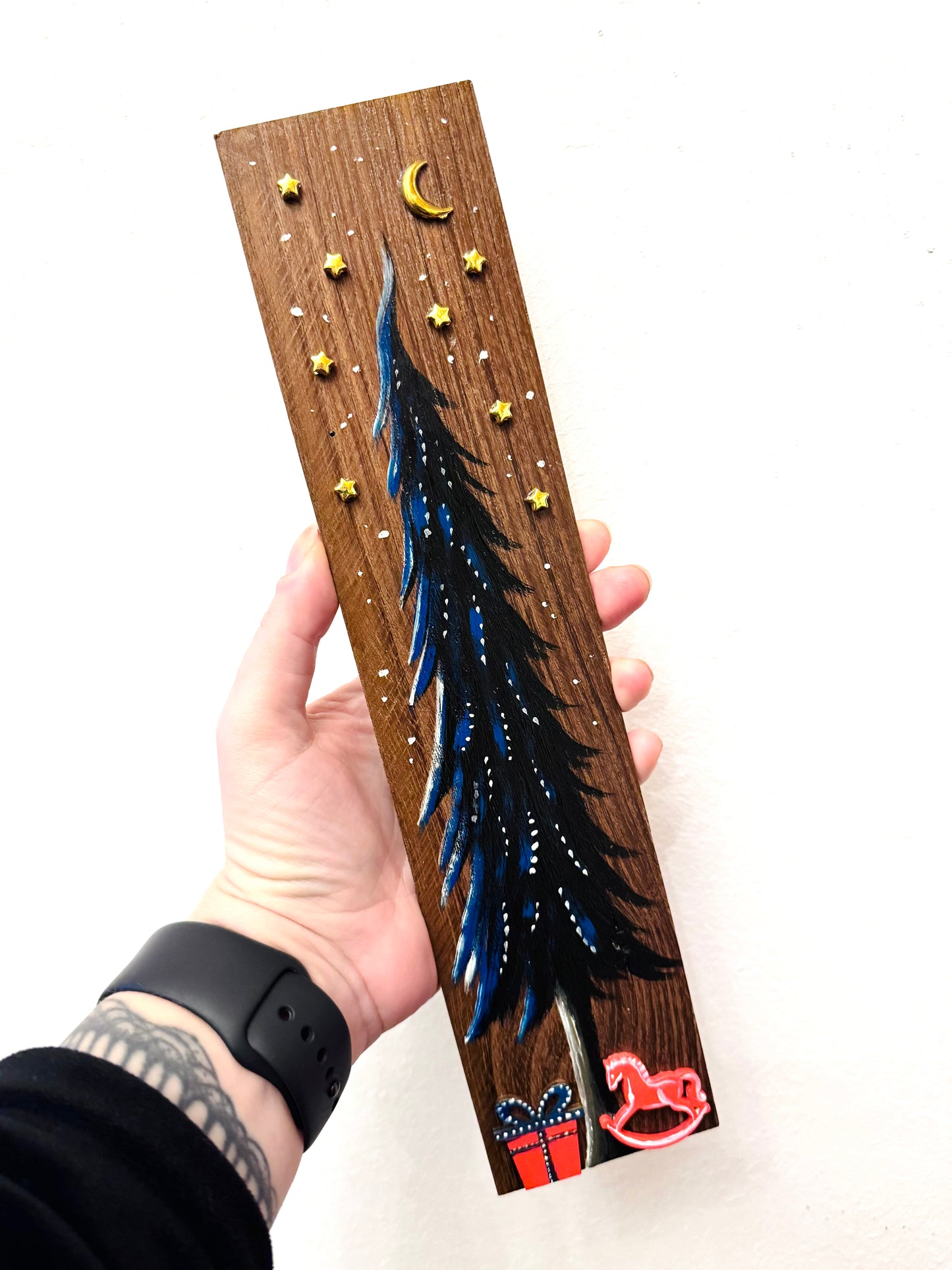 Parkettaléc-festmény KISEBB / Painting on wooden parquette strip, SMALLER SIZE