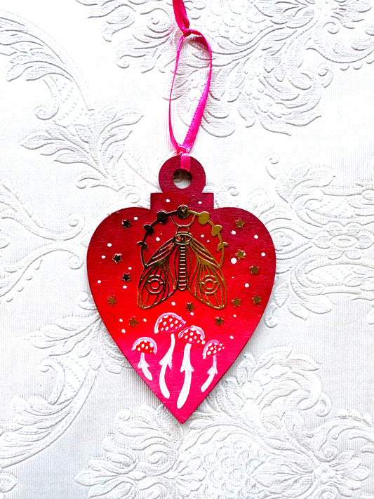 Hand-painted Christmas heart ornament / Kézzel festett karácsonyi szívecske dísz