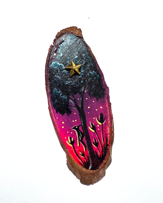 Hand-painted mini wood slice MAGNET / Kézzel festett mini fakorong mágnes