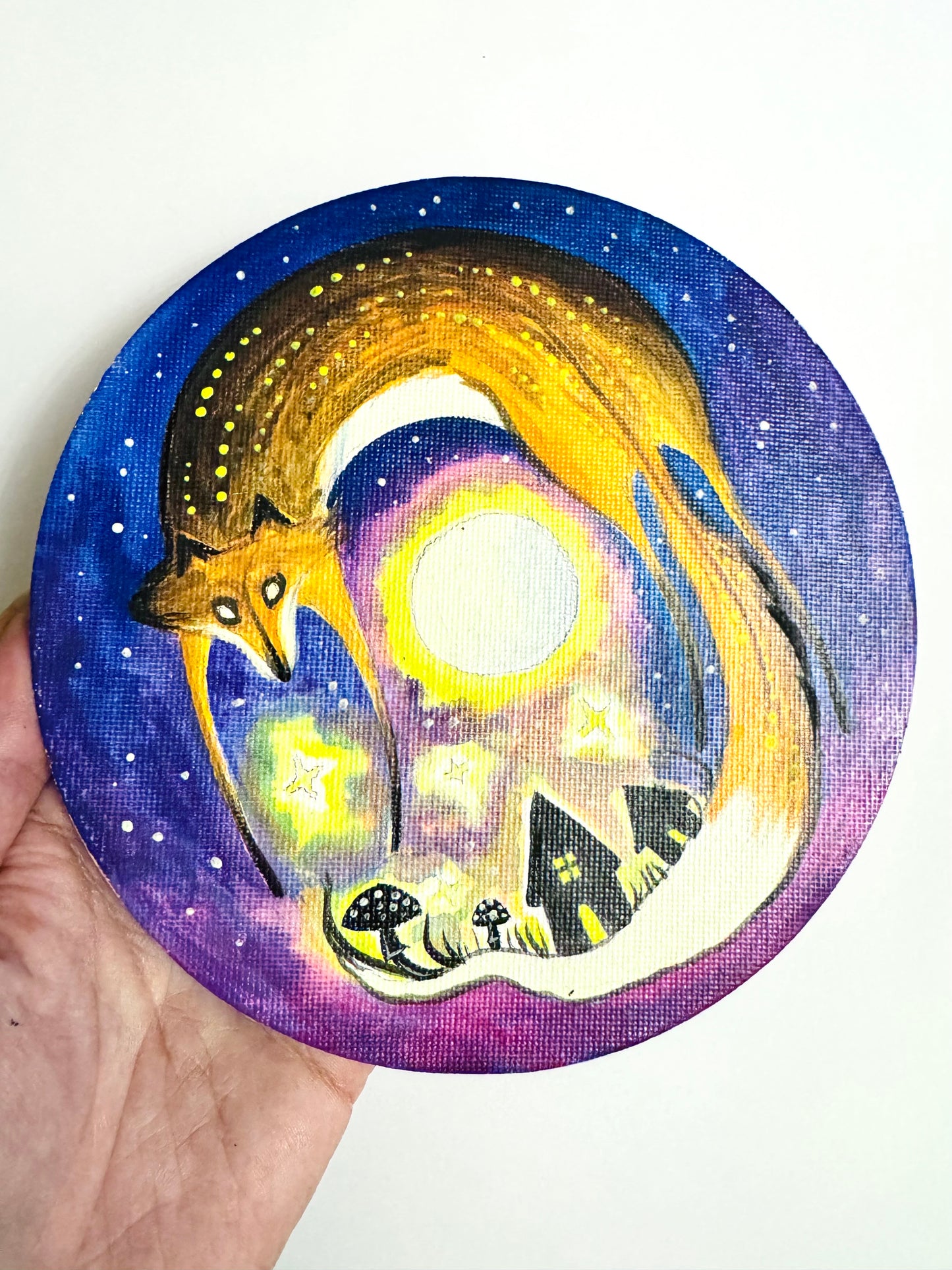 Original ROUND magnetic acrylic painting on canvas / Eredeti akrilfestmény KEREK vásznon (mágneses)