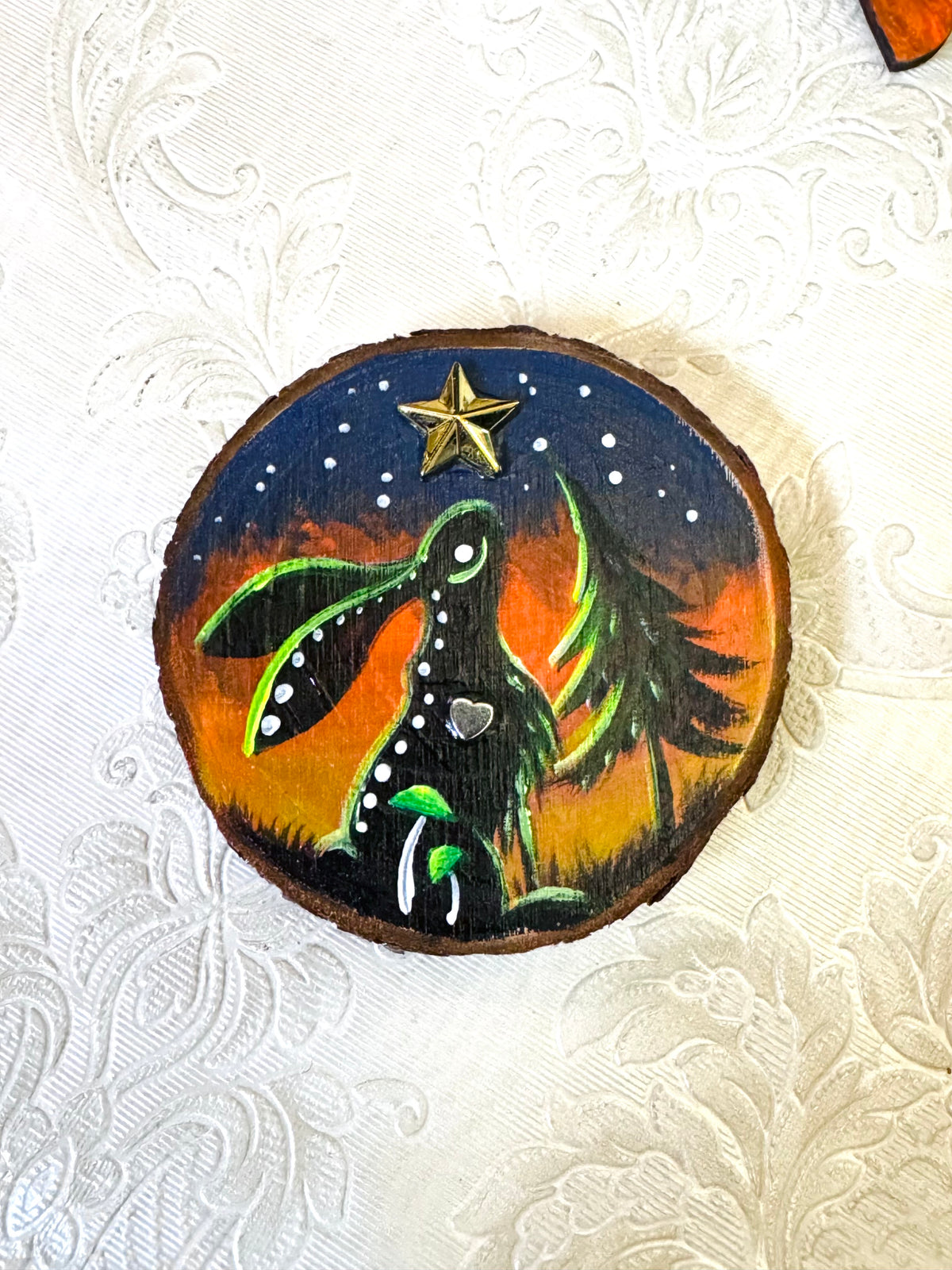Hand-painted mini wood slice MAGNET / Kézzel festett mini fakorong mágnes