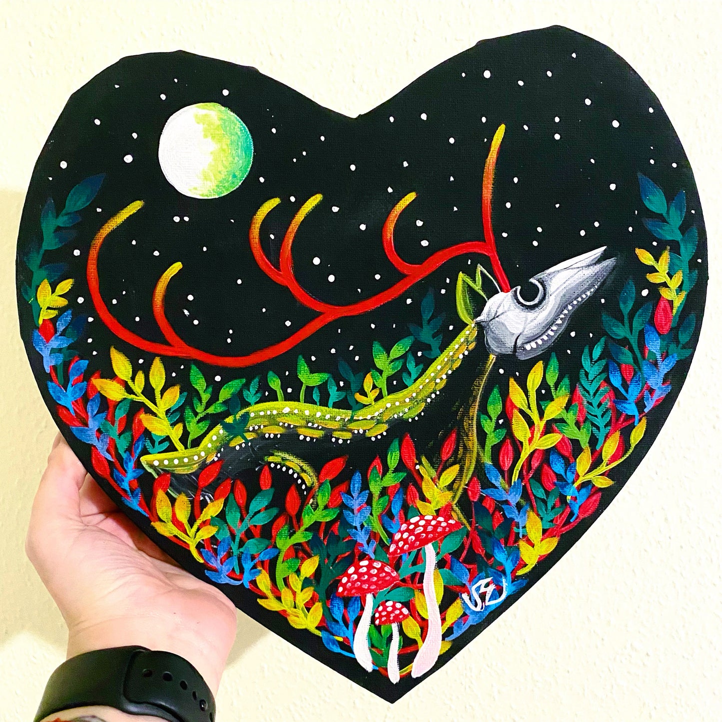 Original artwork - acrylic painting on a heart-shaped canvas / Eredeti akril festmény különleges, szív alakú vásznon