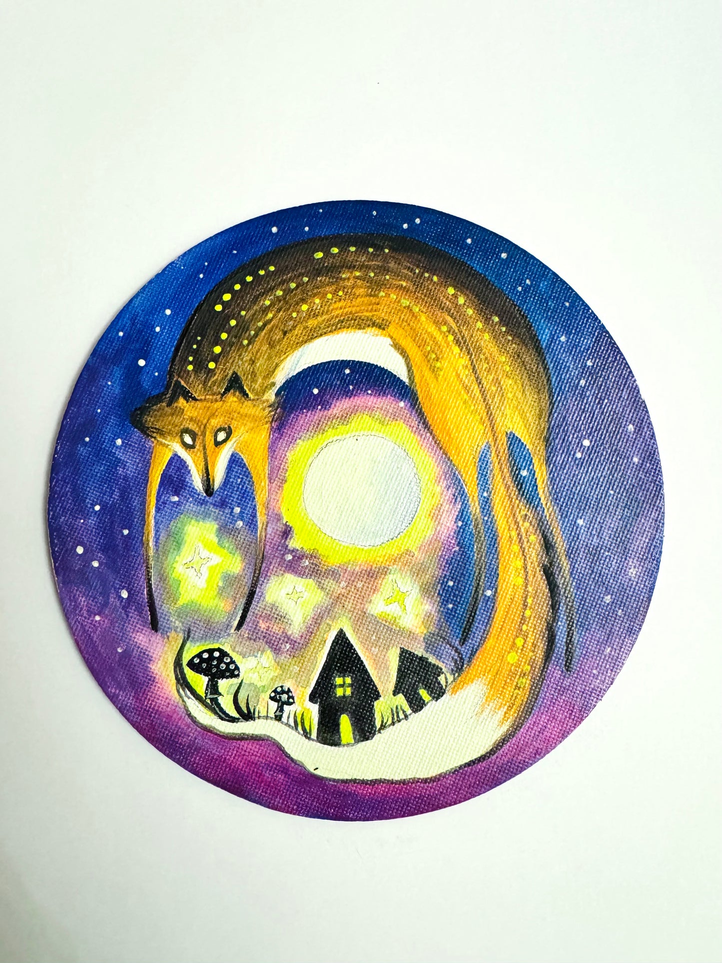 Original ROUND magnetic acrylic painting on canvas / Eredeti akrilfestmény KEREK vásznon (mágneses)