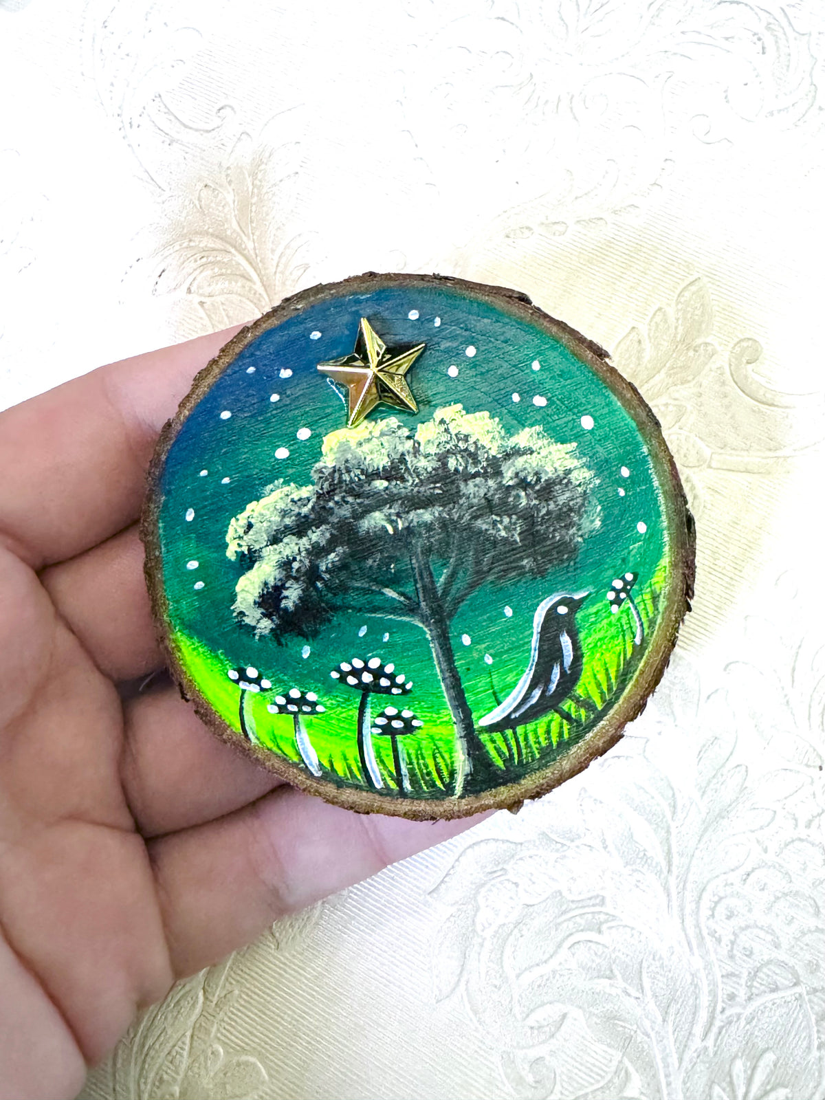 Hand-painted mini wood slice MAGNET / Kézzel festett mini fakorong mágnes