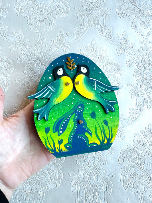 Springdecor egg wooden figurine / Tavaszi tojás álló fafigura