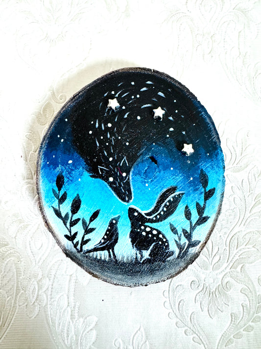 Hand-painted mini wood slice MAGNET / Kézzel festett mini fakorong mágnes