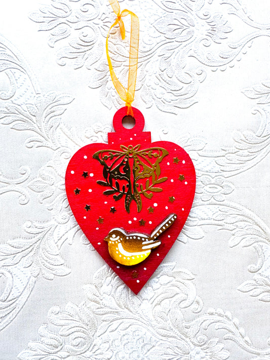 Hand-painted Christmas heart ornament / Kézzel festett karácsonyi szívecske dísz