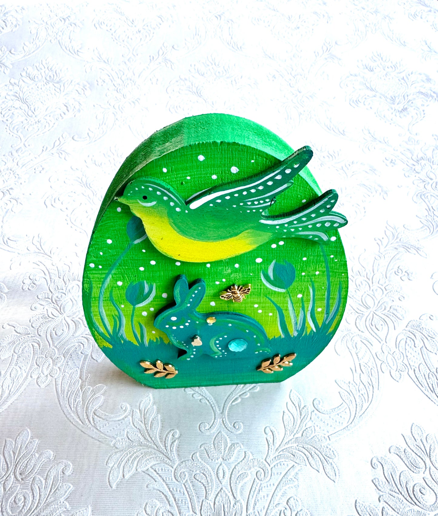 Springdecor egg wooden figurine / Tavaszi tojás álló fafigura