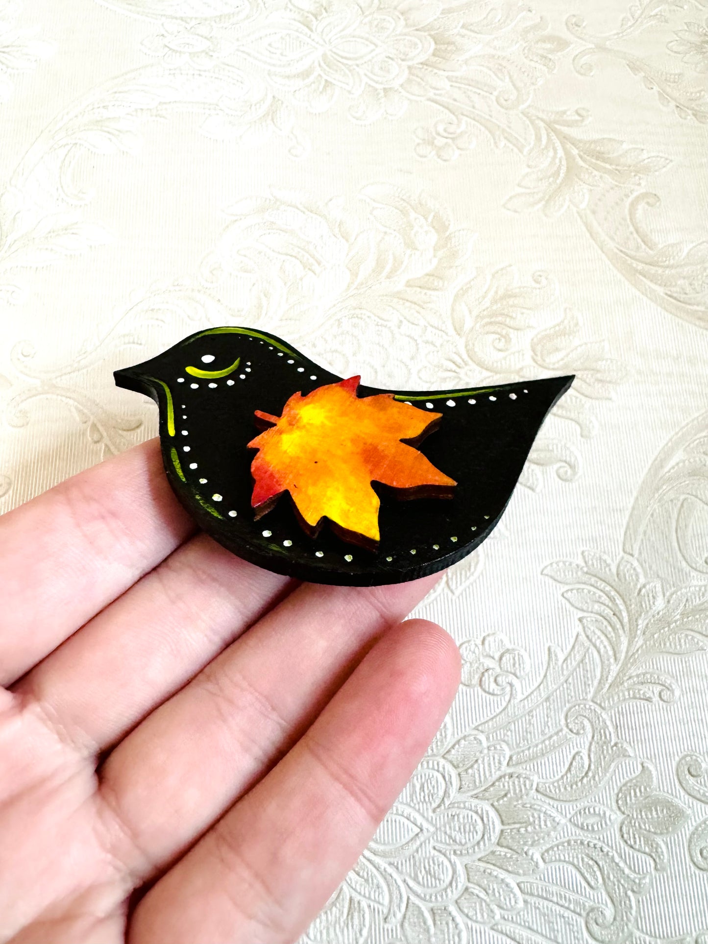 Hand-painted autumn bird MAGNET / Kézzel festett őszi madárka mágnes