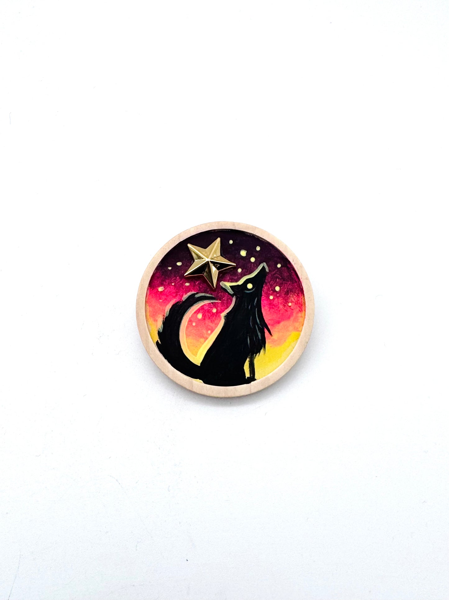 Round wooden brooch / Kerek fa bross