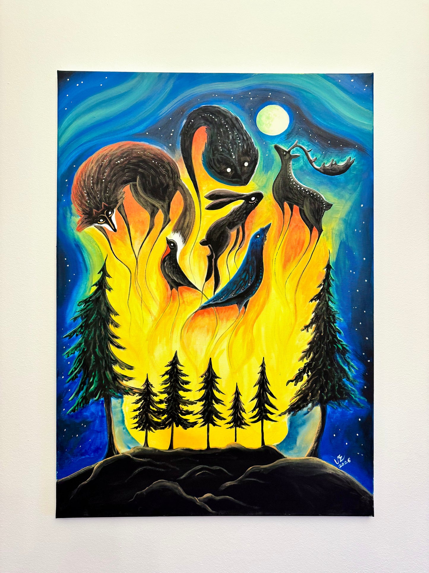 LARGE original acrylic painting on CANVAS / Nagy EREDETI festmény vászonra