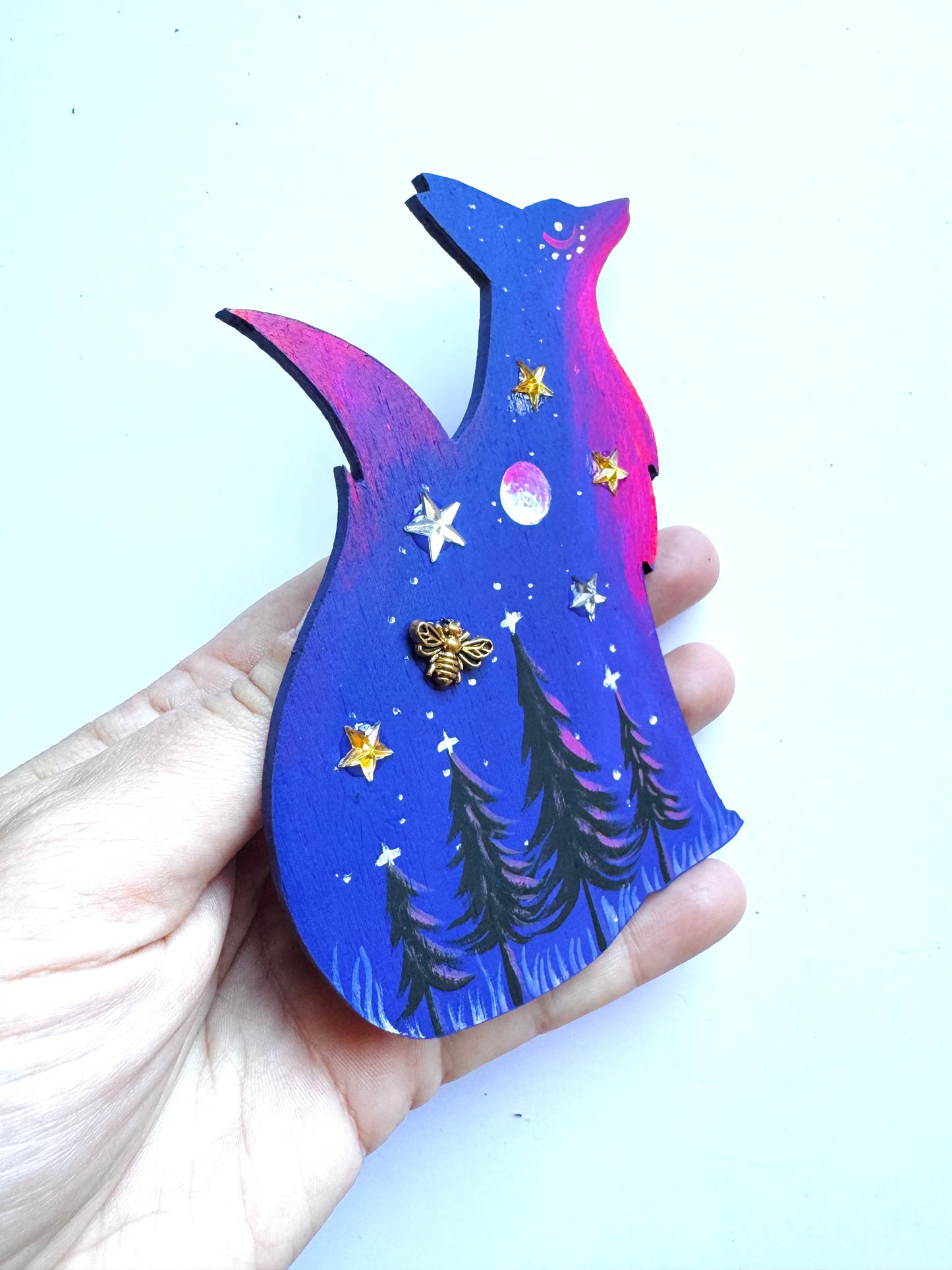 Hand-painted EYCIIR fox MAGNET / Kézzel festett EYCIIR róka mágnes
