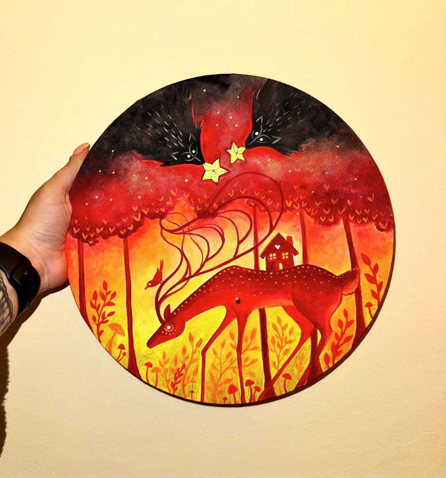 Original ROUND acrylic painting on canvas / Eredeti akrilfestmény KEREK vásznon