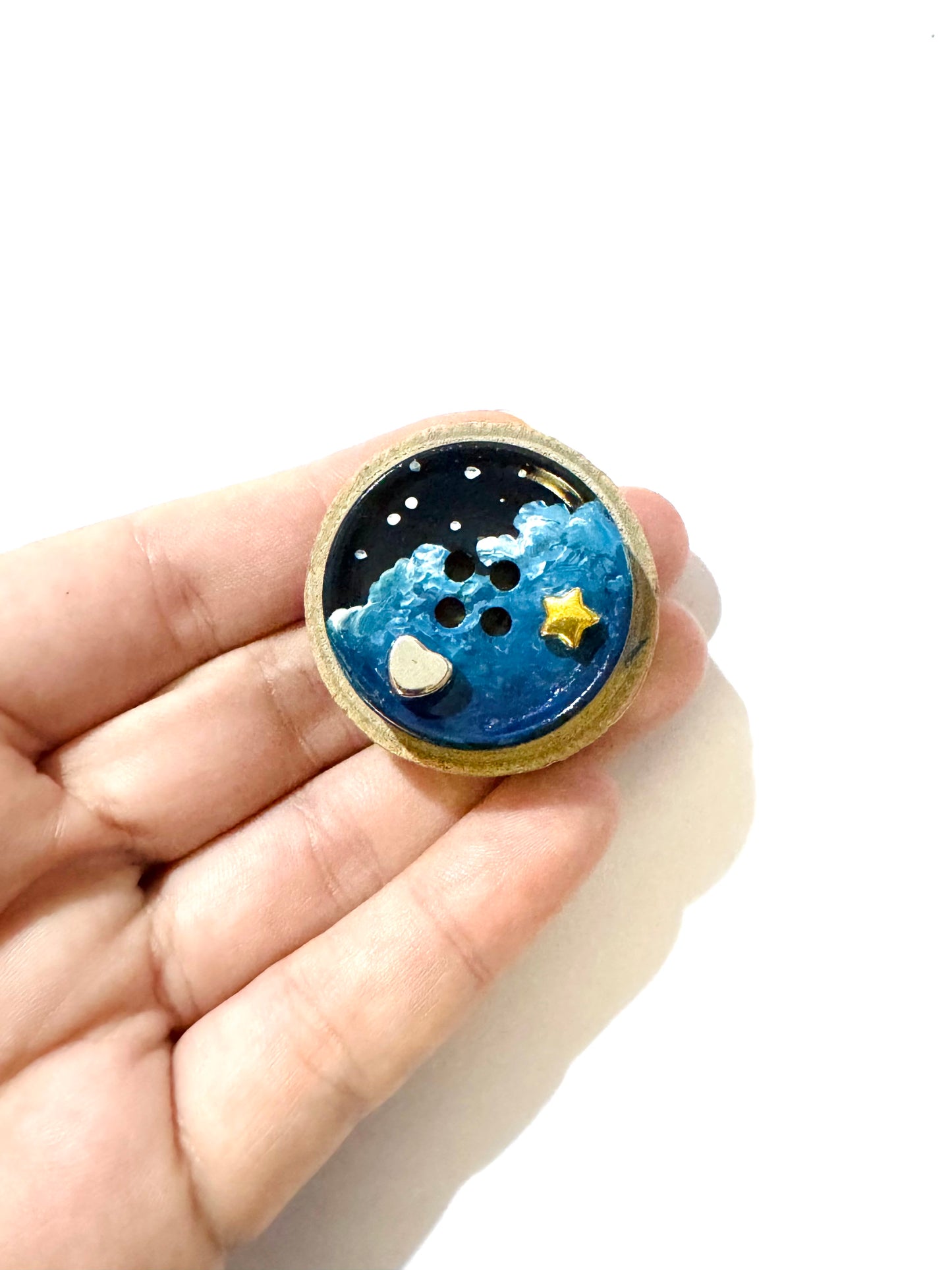 Hand-painted mini wood & button MAGNET / Kézzel festett mini fakorong & gomb MÁGNES