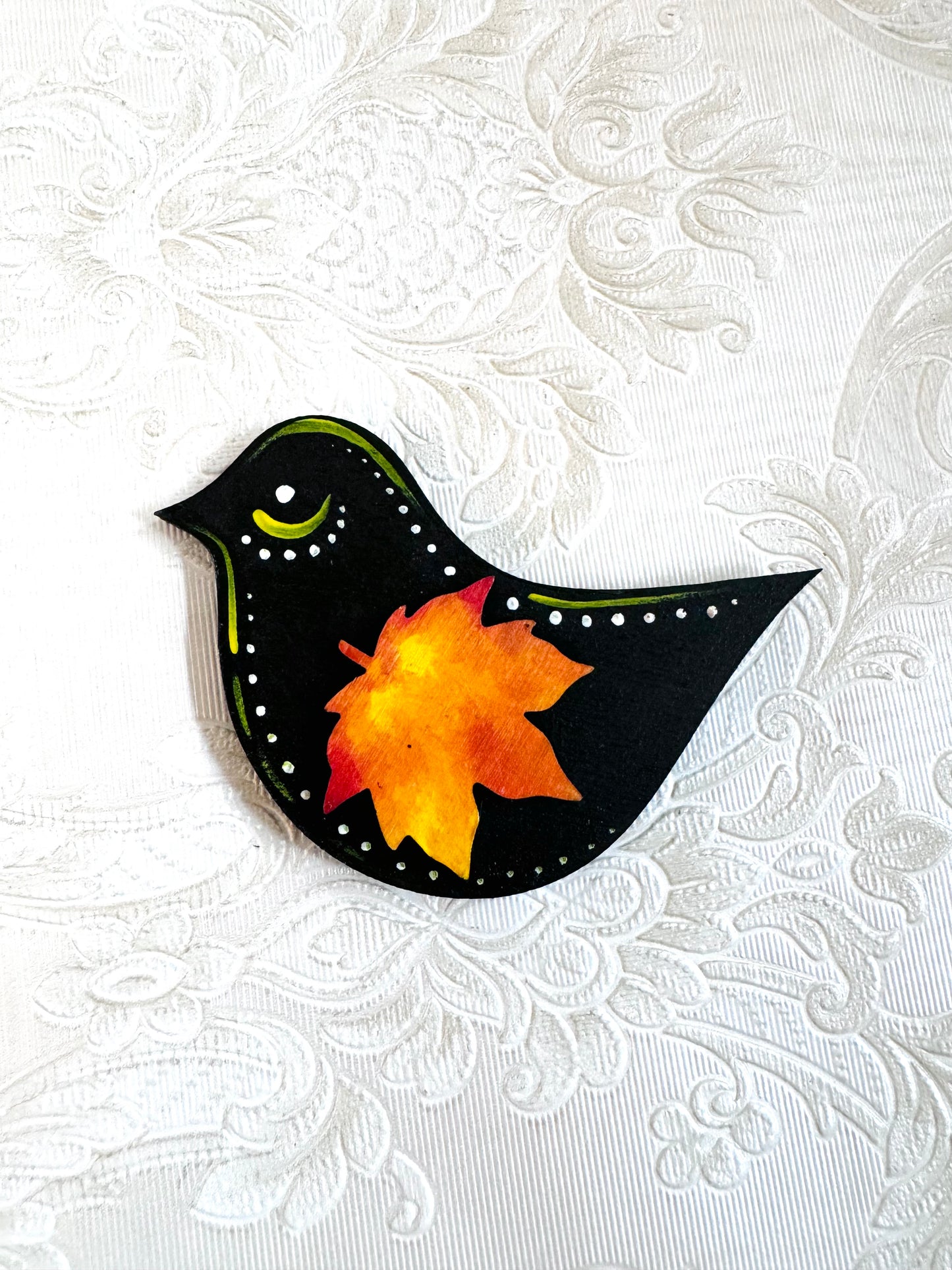 Hand-painted autumn bird MAGNET / Kézzel festett őszi madárka mágnes