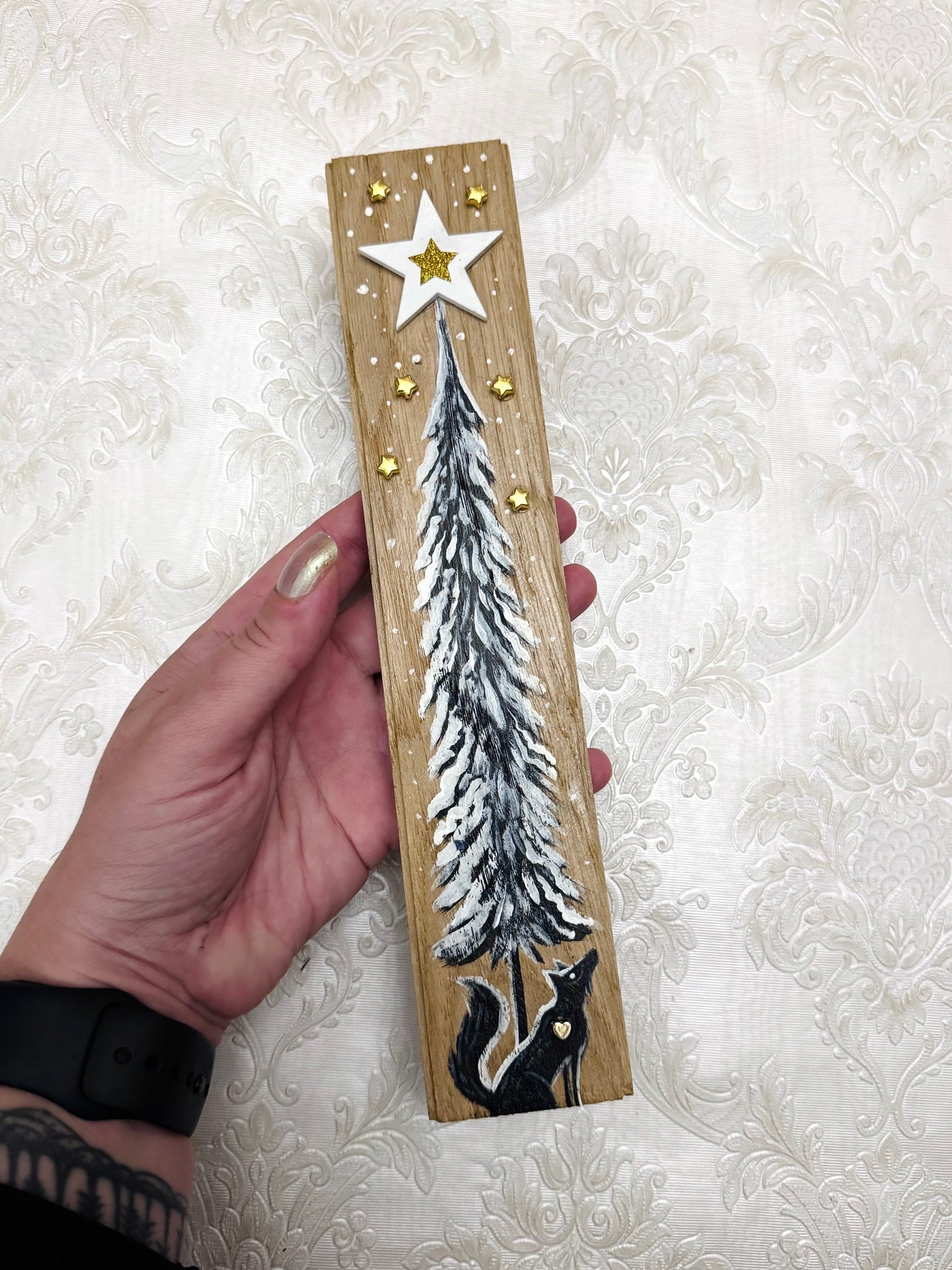 Parkettaléc-festmény KISEBB / Painting on wooden parquette strip, SMALLER SIZE