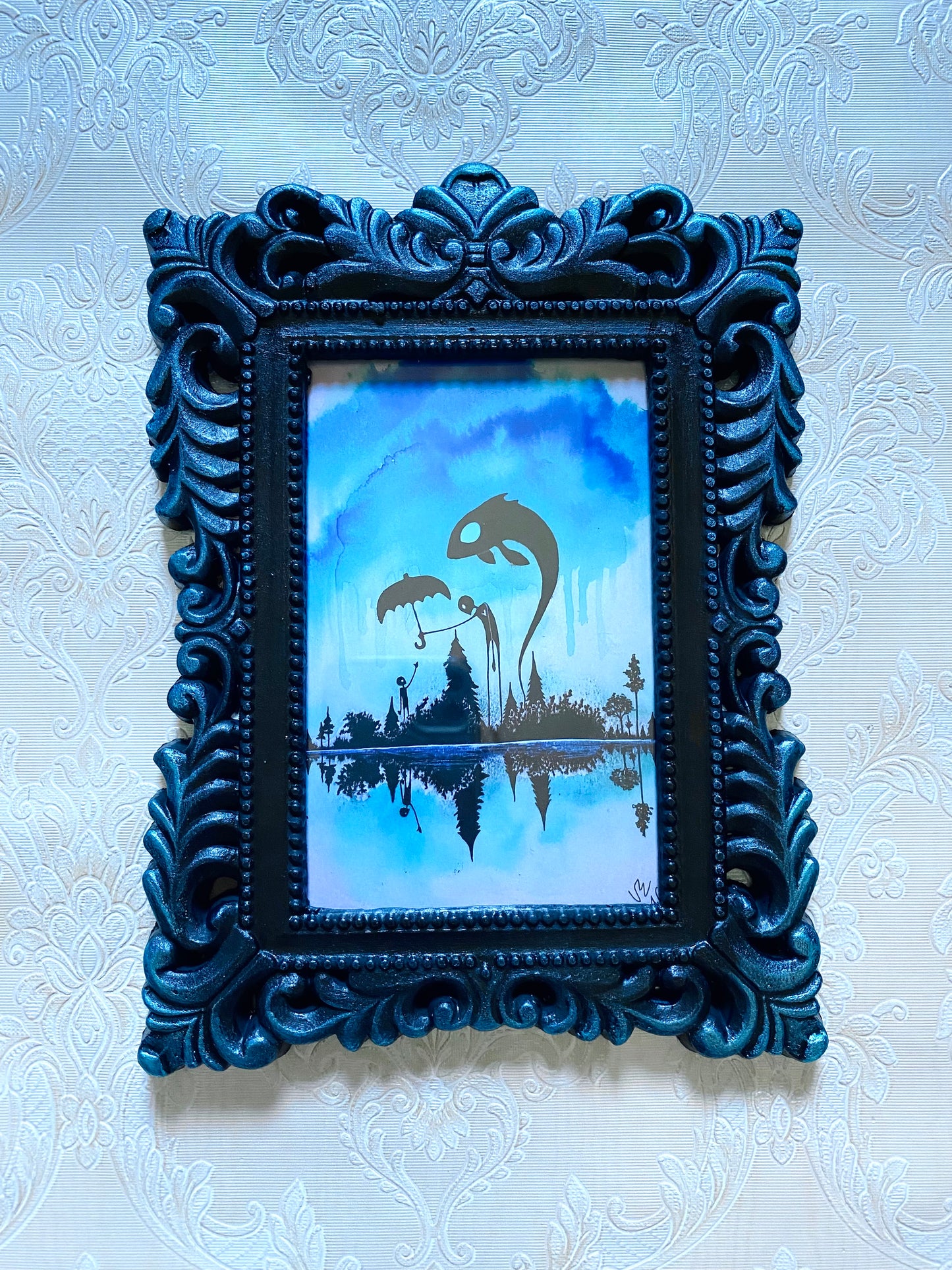 Mini framed art print in an ornate frame / Mini keretezett művészi nyomat díszes keretben