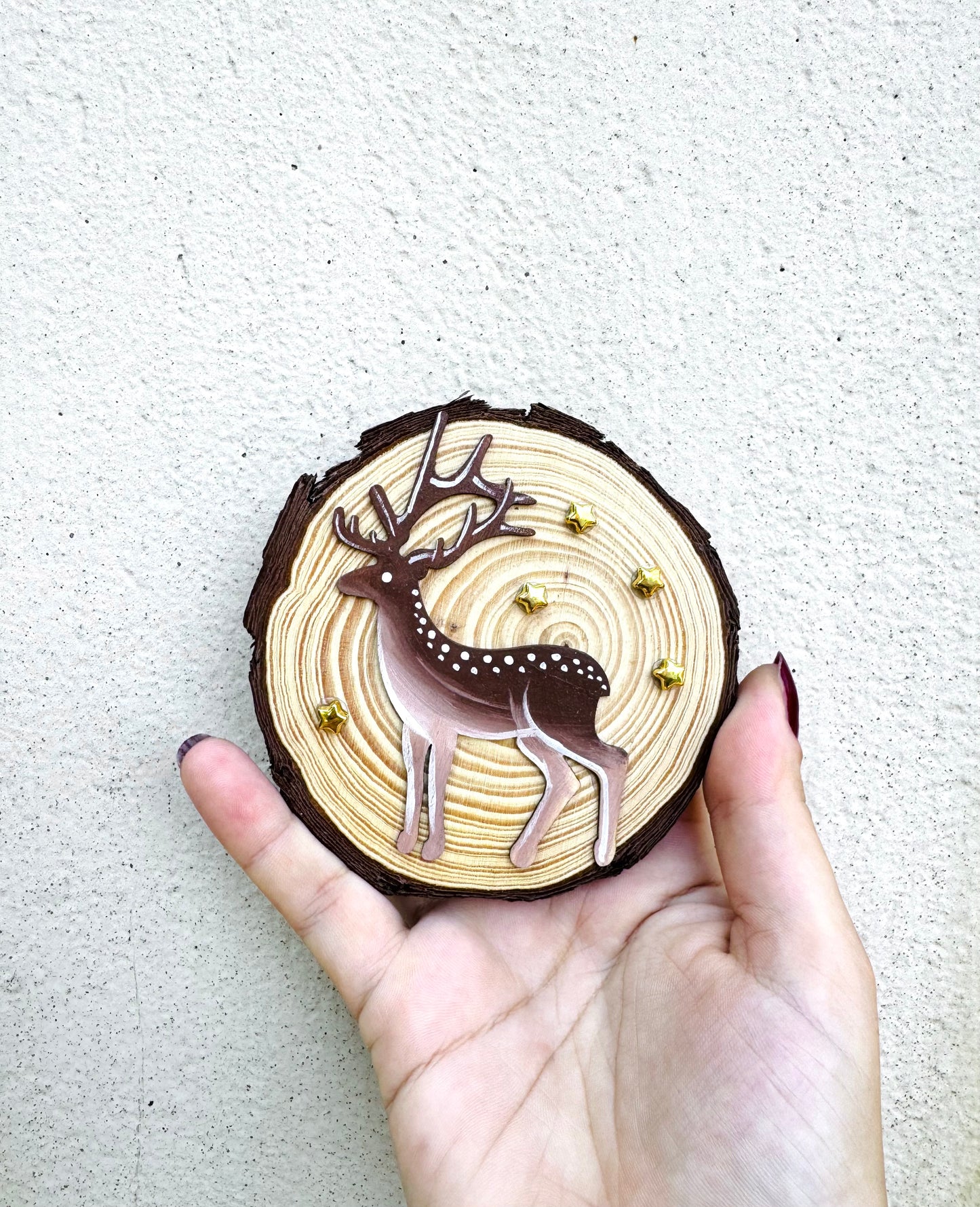 Hand-painted mini wood slice MAGNET / Kézzel festett mini fakorong mágnes