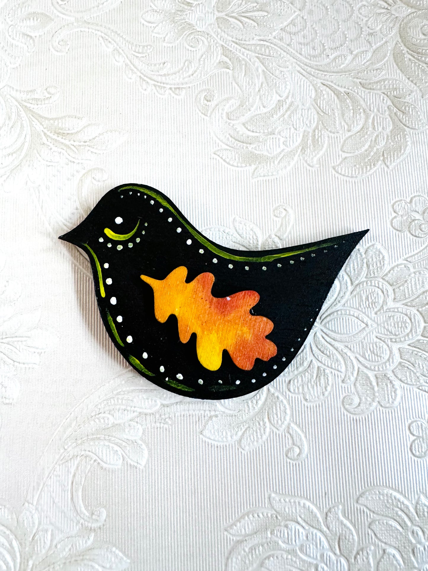 Hand-painted autumn bird MAGNET / Kézzel festett őszi madárka mágnes