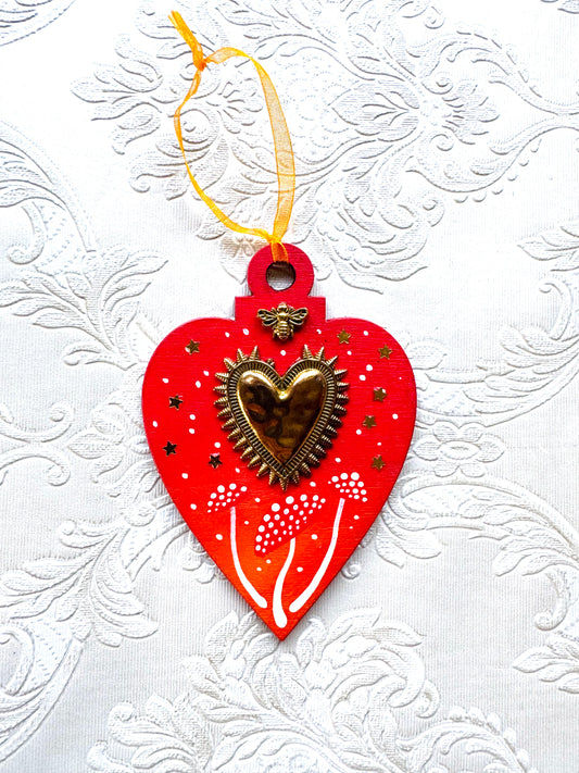 Hand-painted Christmas heart ornament / Kézzel festett karácsonyi szívecske dísz