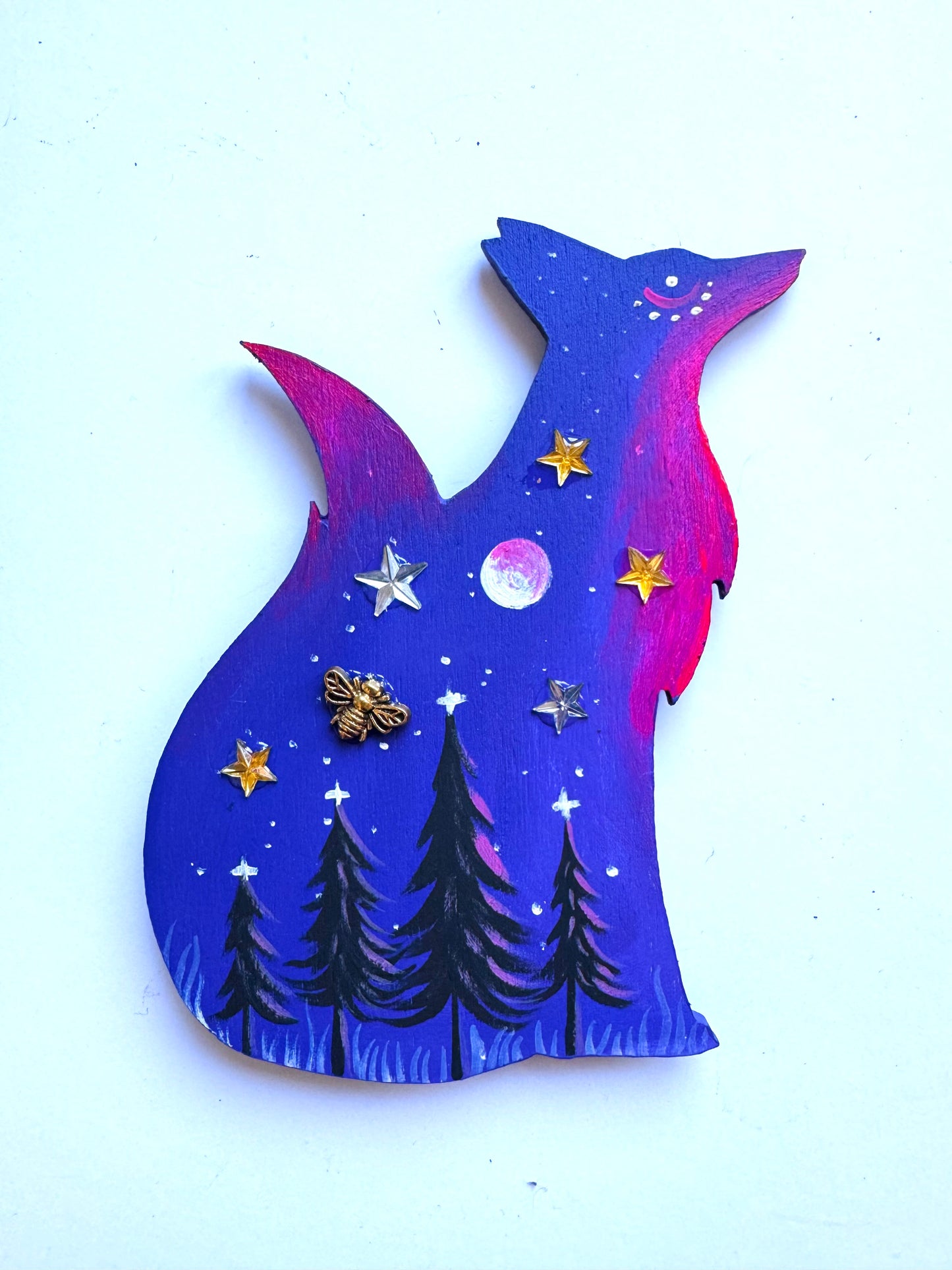 Hand-painted EYCIIR fox MAGNET / Kézzel festett EYCIIR róka mágnes