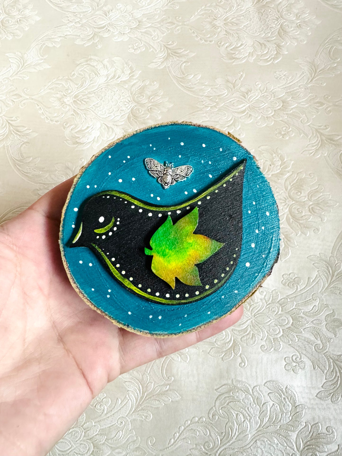 Hand-painted mini wood slice MAGNET / Kézzel festett mini fakorong mágnes