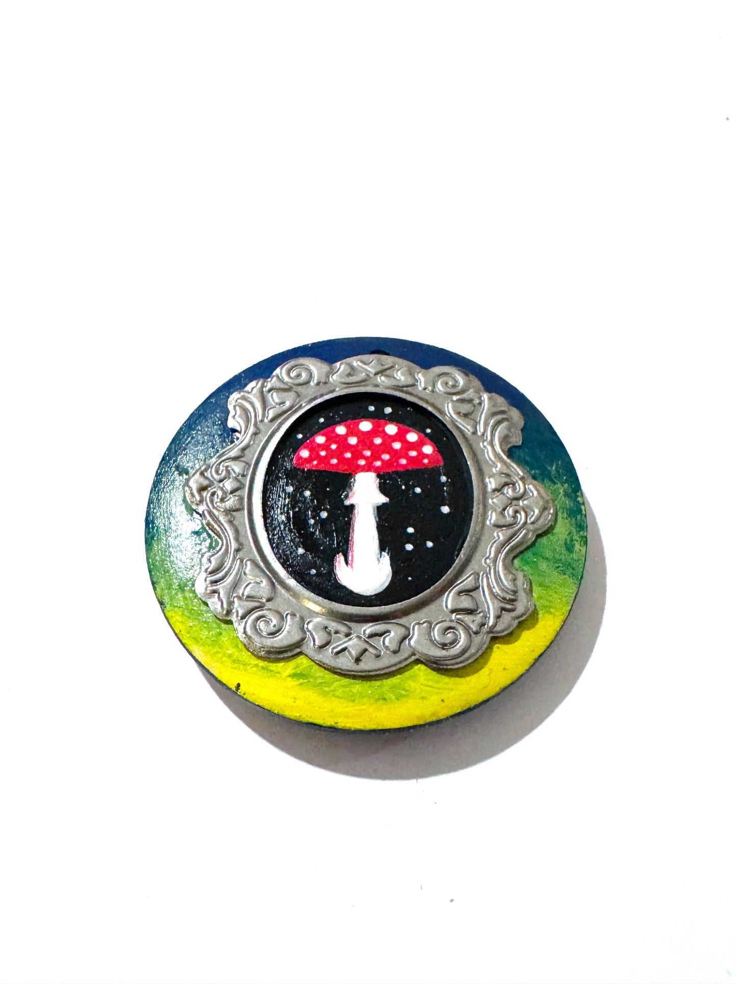 Hand-painted mini wood & steel round MAGNET / Kézzel festett mini fa & fém kerek MÁGNES