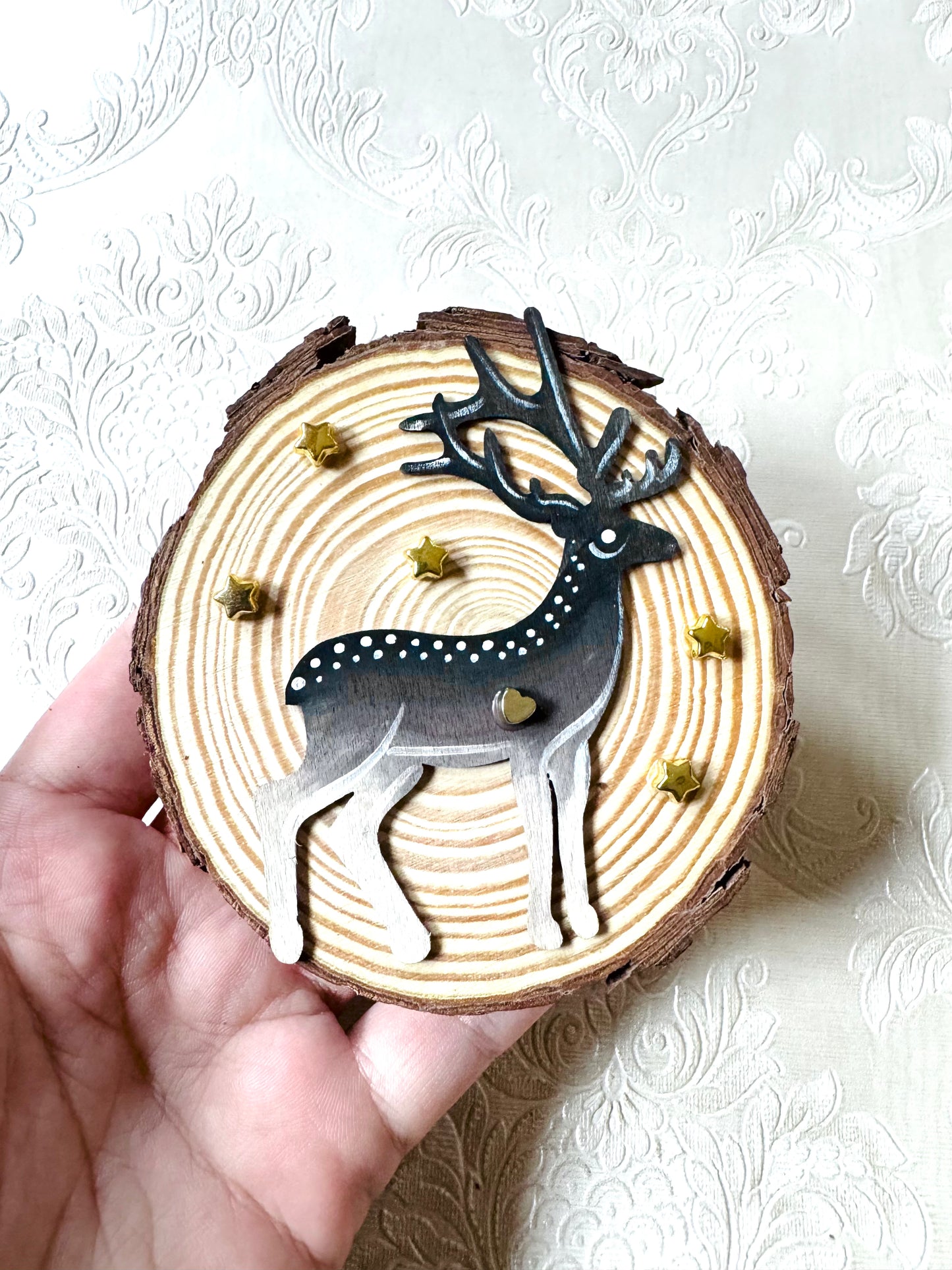 Hand-painted mini wood slice MAGNET / Kézzel festett mini fakorong mágnes
