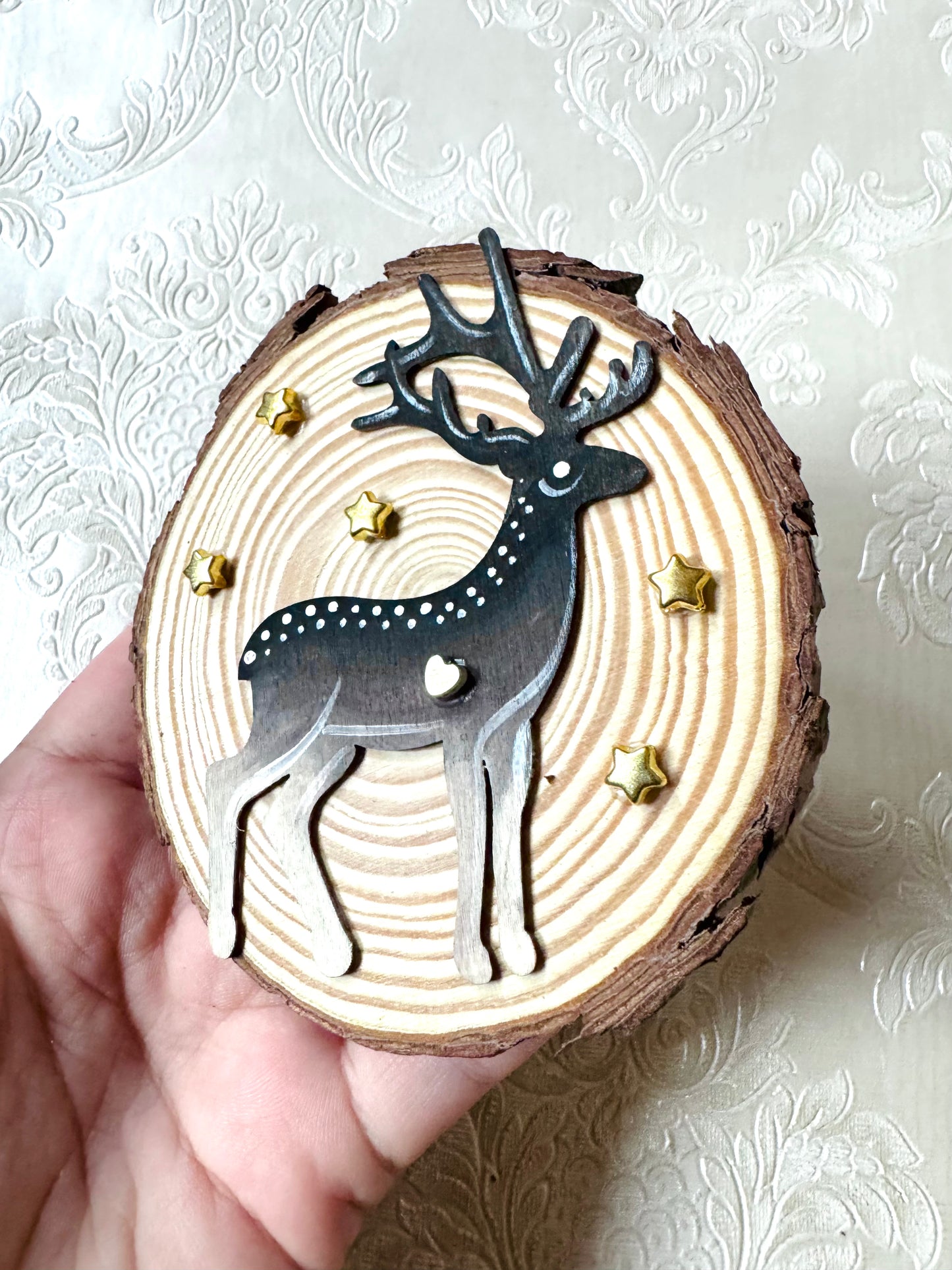 Hand-painted mini wood slice MAGNET / Kézzel festett mini fakorong mágnes