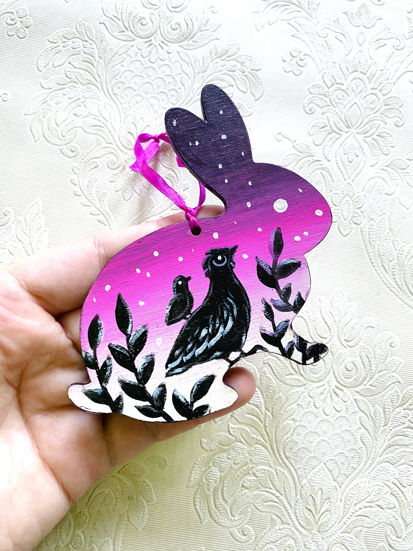 Hand-painted rabbit ornament / Kézzel festett  nyuszi dísz