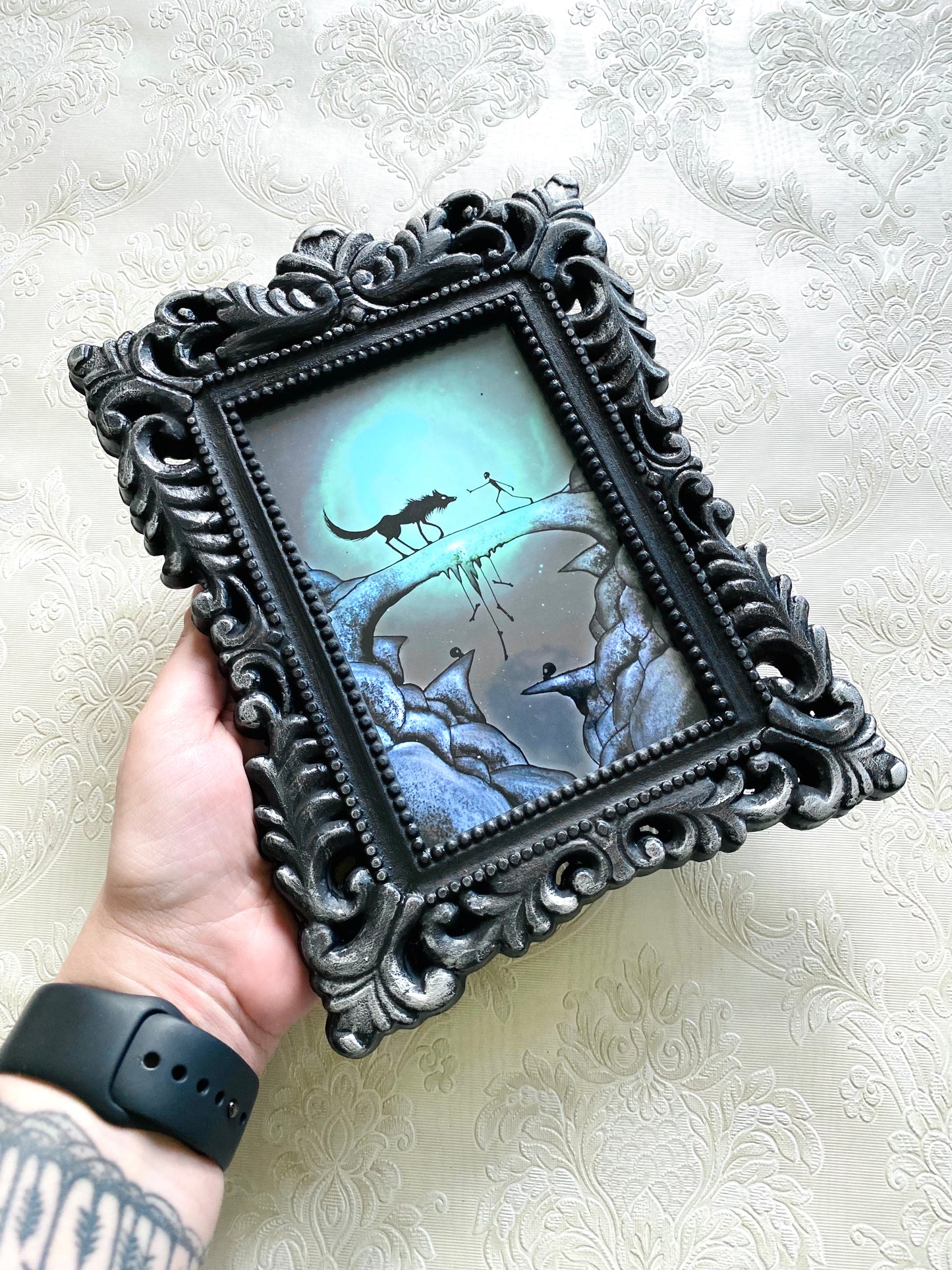 Mini framed art print in an ornate frame / Mini keretezett művészi nyomat díszes keretben