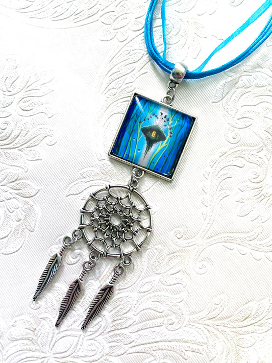 Dream-catcher pendant / Álomfogó medál egyedi grafikával