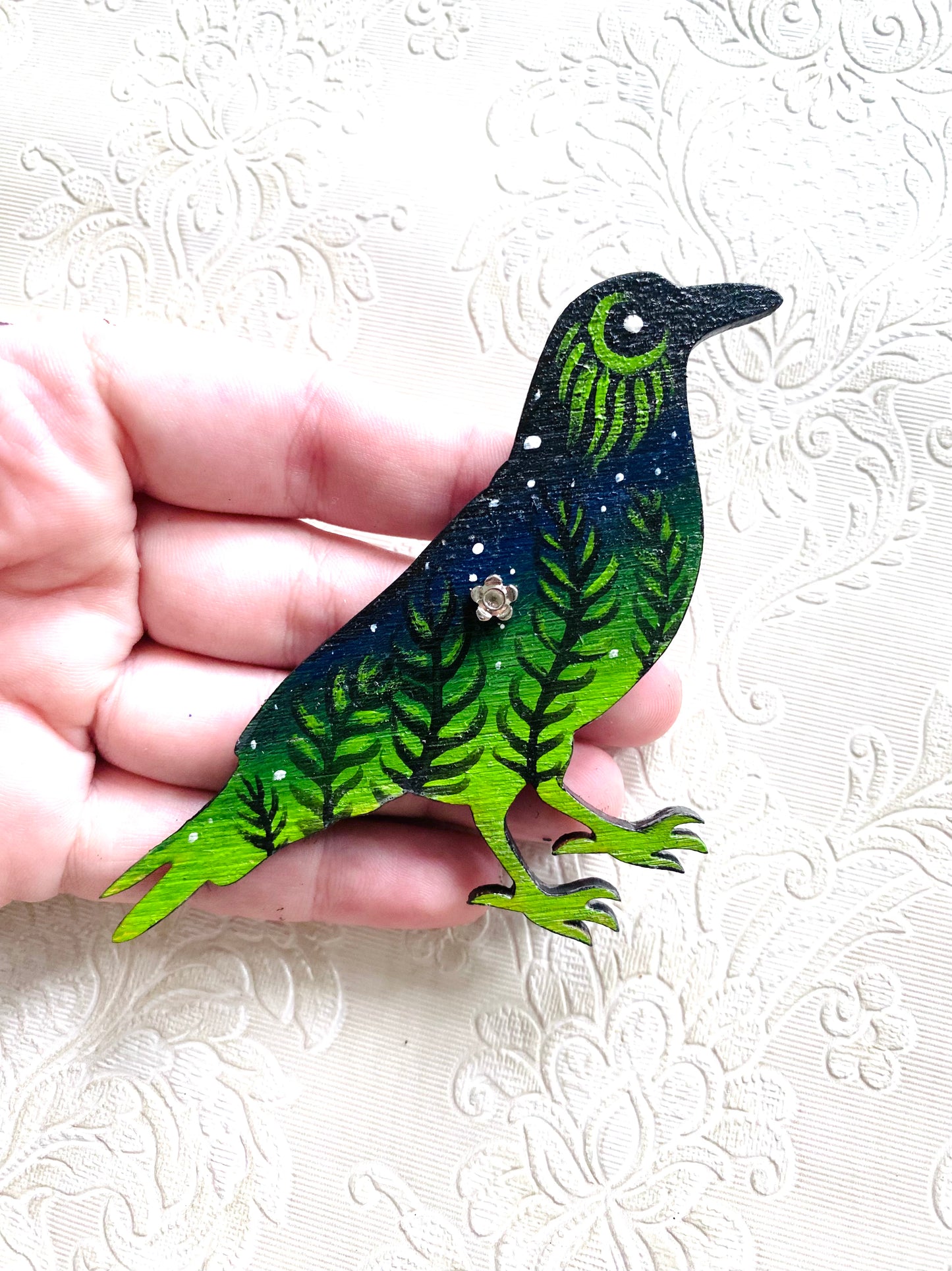 Hand-painted crow magnet / Kézzel festett varjú mágnes