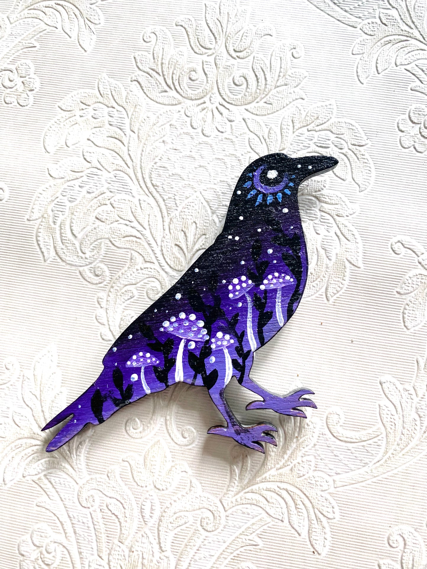Hand-painted crow magnet / Kézzel festett varjú mágnes
