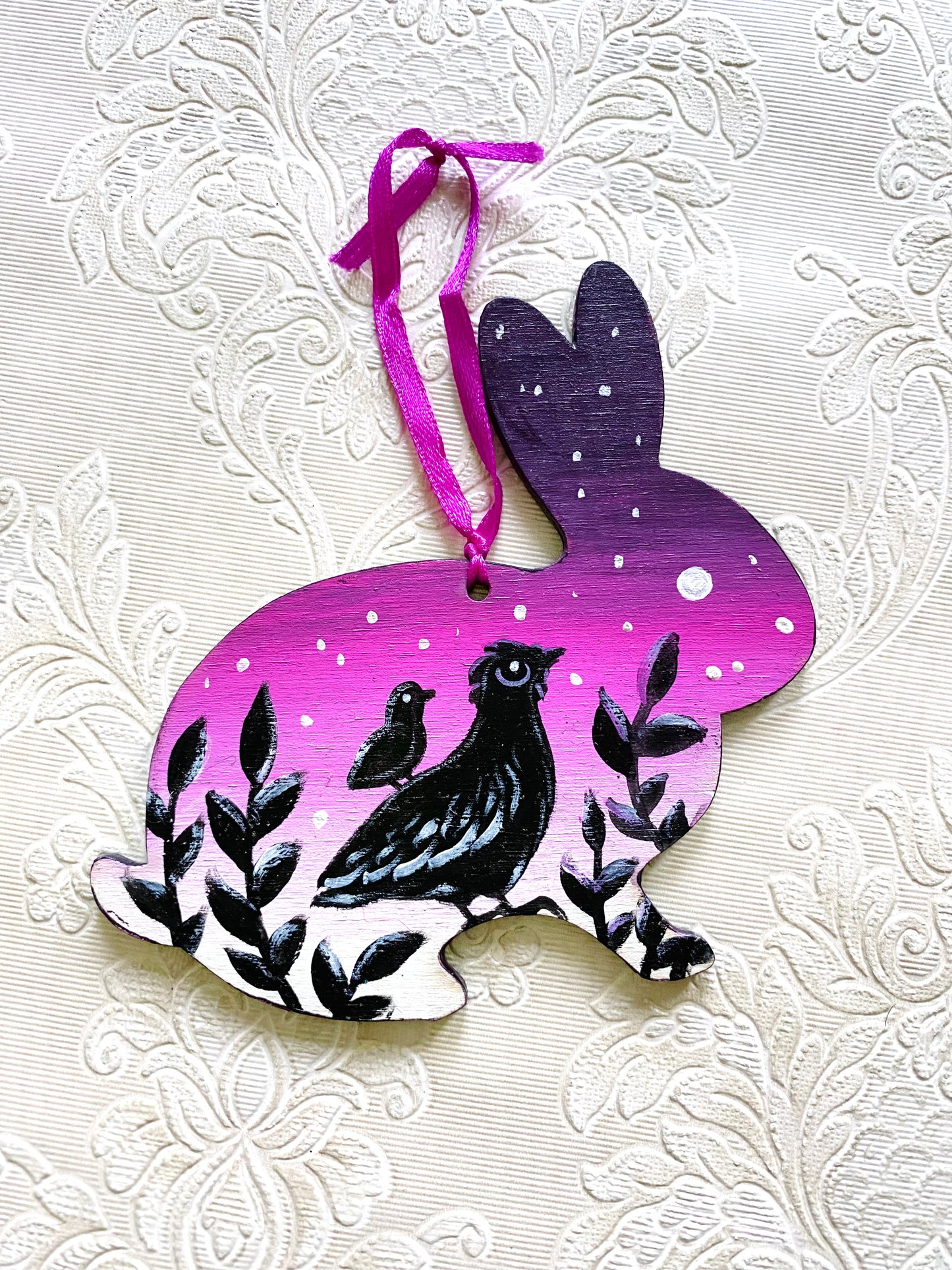 Hand-painted rabbit ornament / Kézzel festett  nyuszi dísz